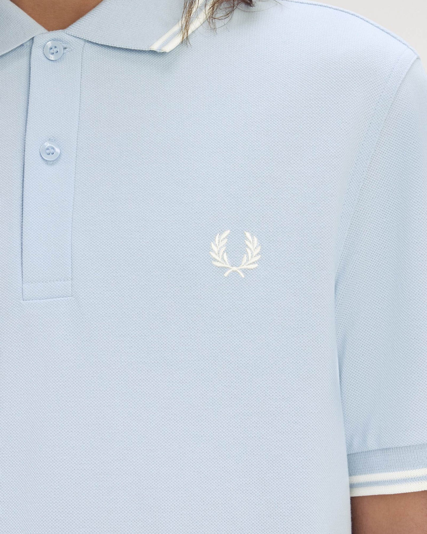 Fred Perry Mens Twin Tipped Signature Polo Shirt - Light Smoke/Ecru 51A