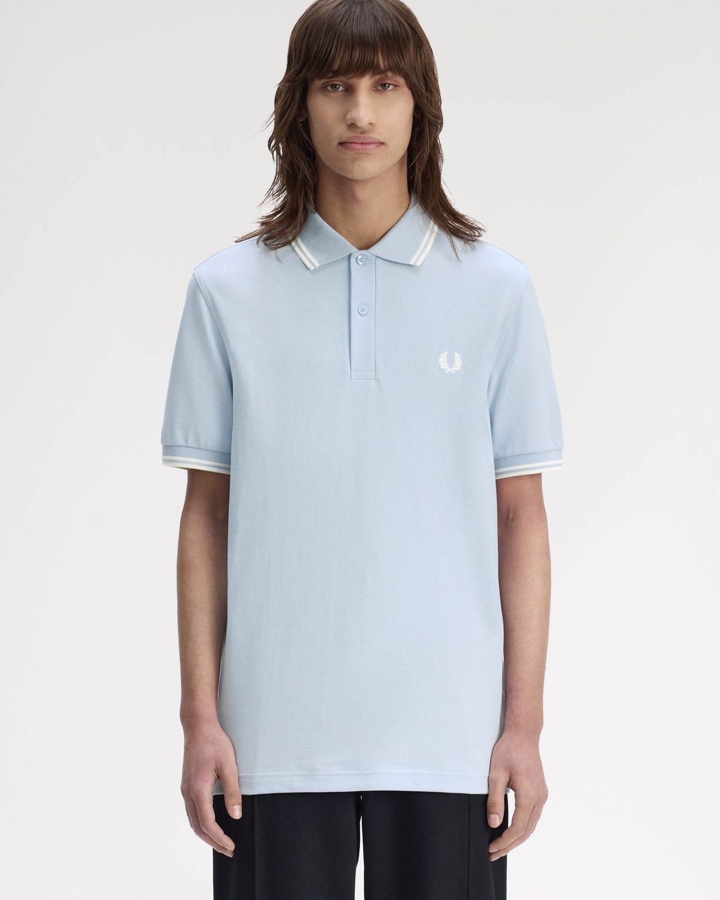 Fred Perry Mens Twin Tipped Signature Polo Shirt - Light Smoke/Ecru 51A