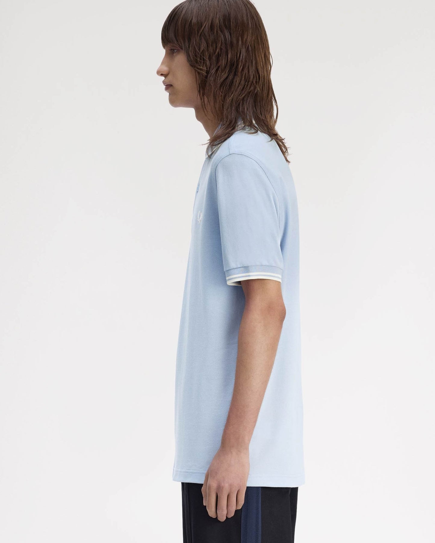 Fred Perry Mens Twin Tipped Signature Polo Shirt - Light Smoke/Ecru 51A