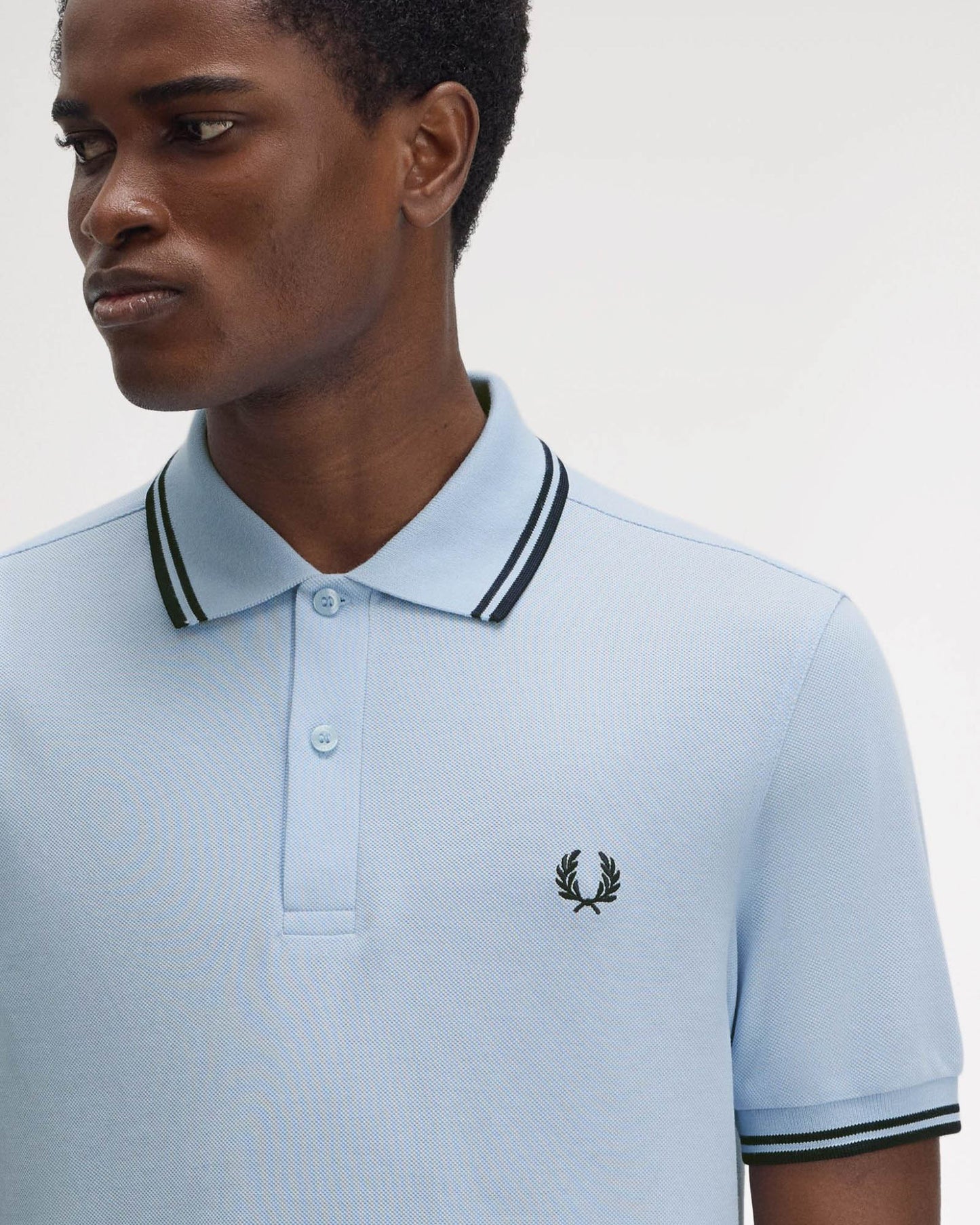 Fred Perry Mens Twin Tipped Signature Polo Shirt - Light Smoke/Navy/Navy Y69