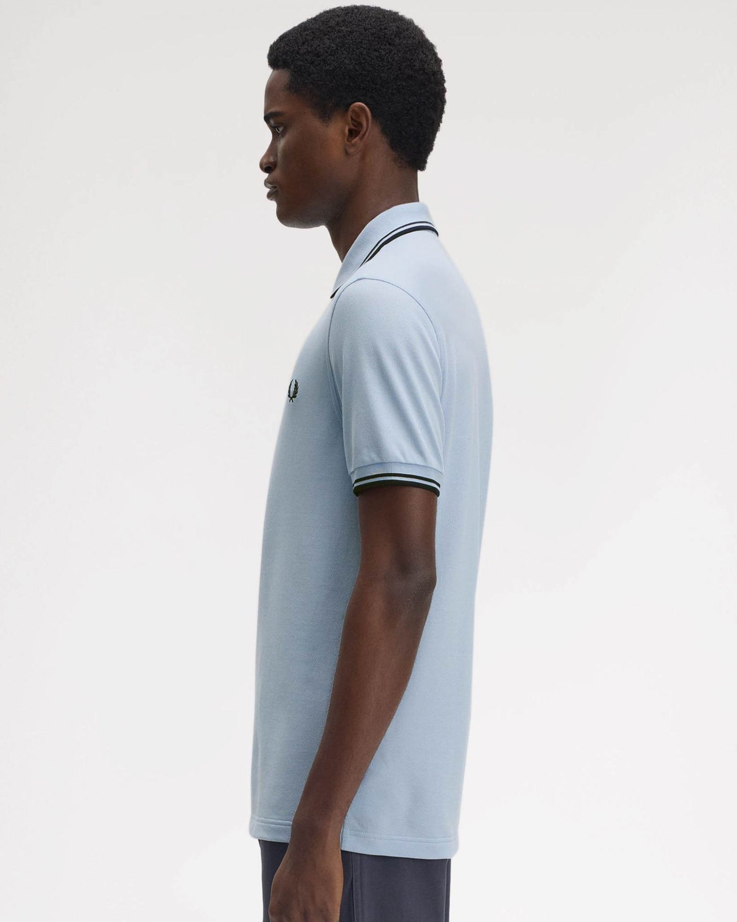 Fred Perry Mens Twin Tipped Signature Polo Shirt - Light Smoke/Navy/Navy Y69