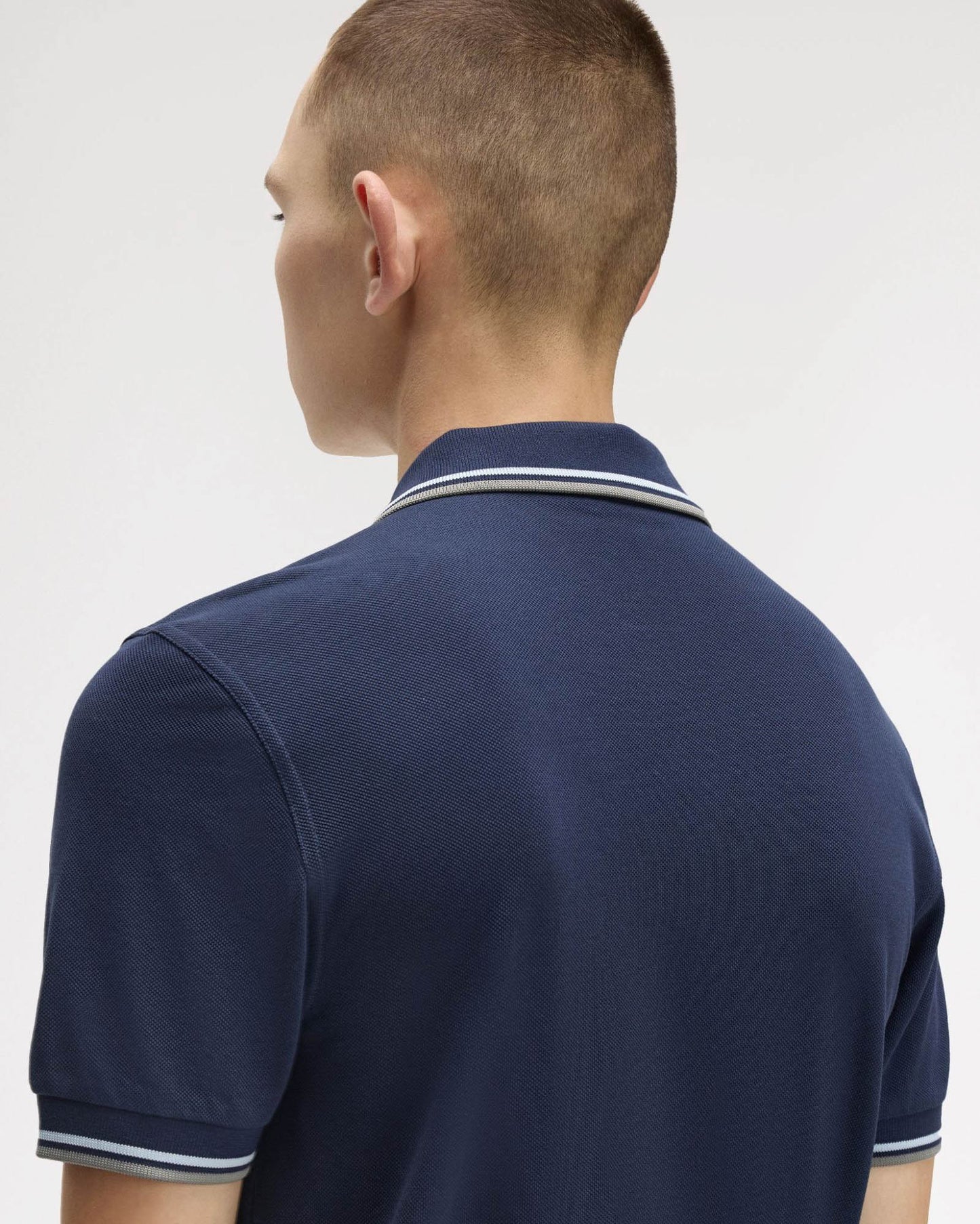 Fred Perry Mens Twin Tipped Signature Polo Shirt - Dark Airforce/Light Ice/Bayleaf Z47