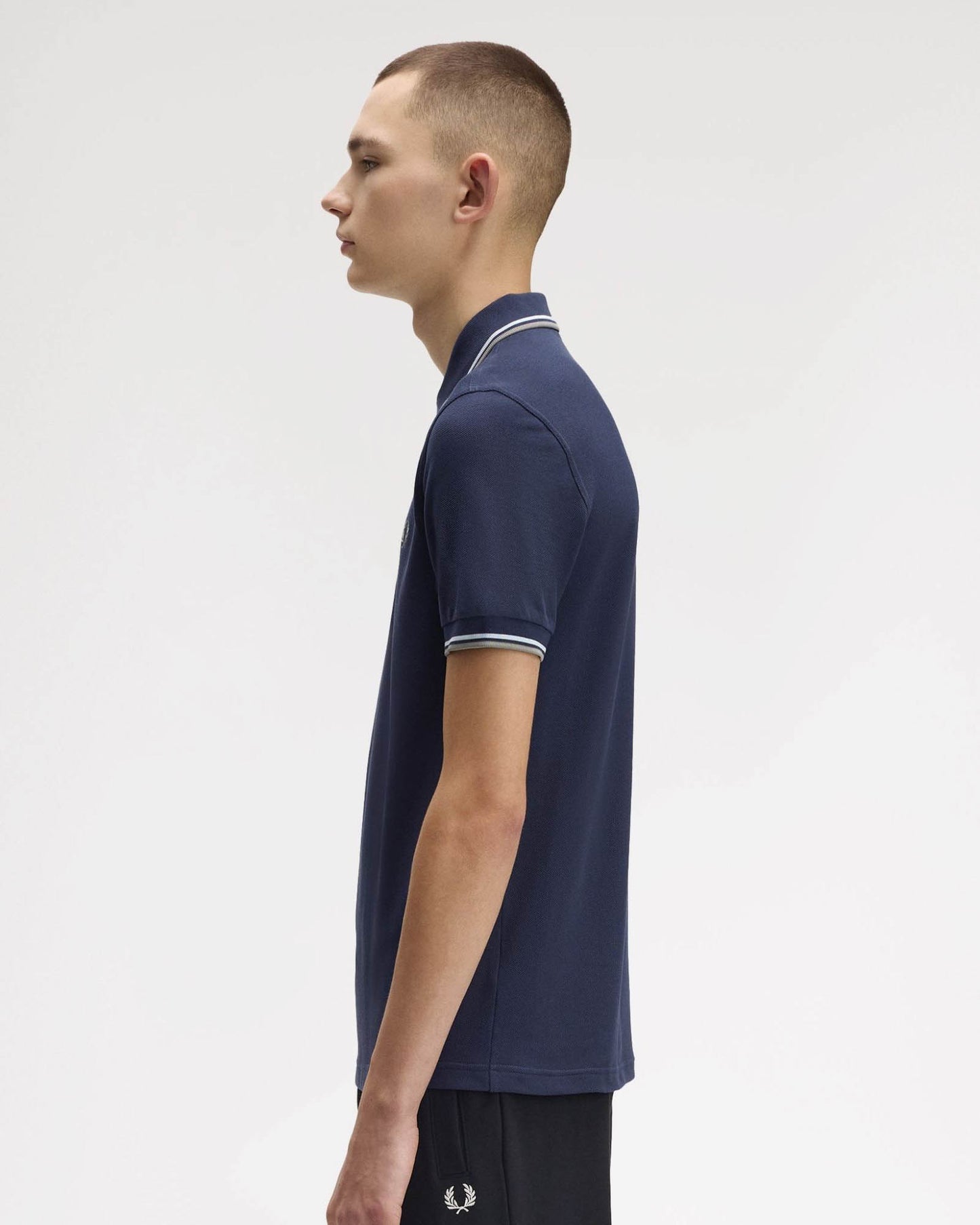 Fred Perry Mens Twin Tipped Signature Polo Shirt - Dark Airforce/Light Ice/Bayleaf Z47