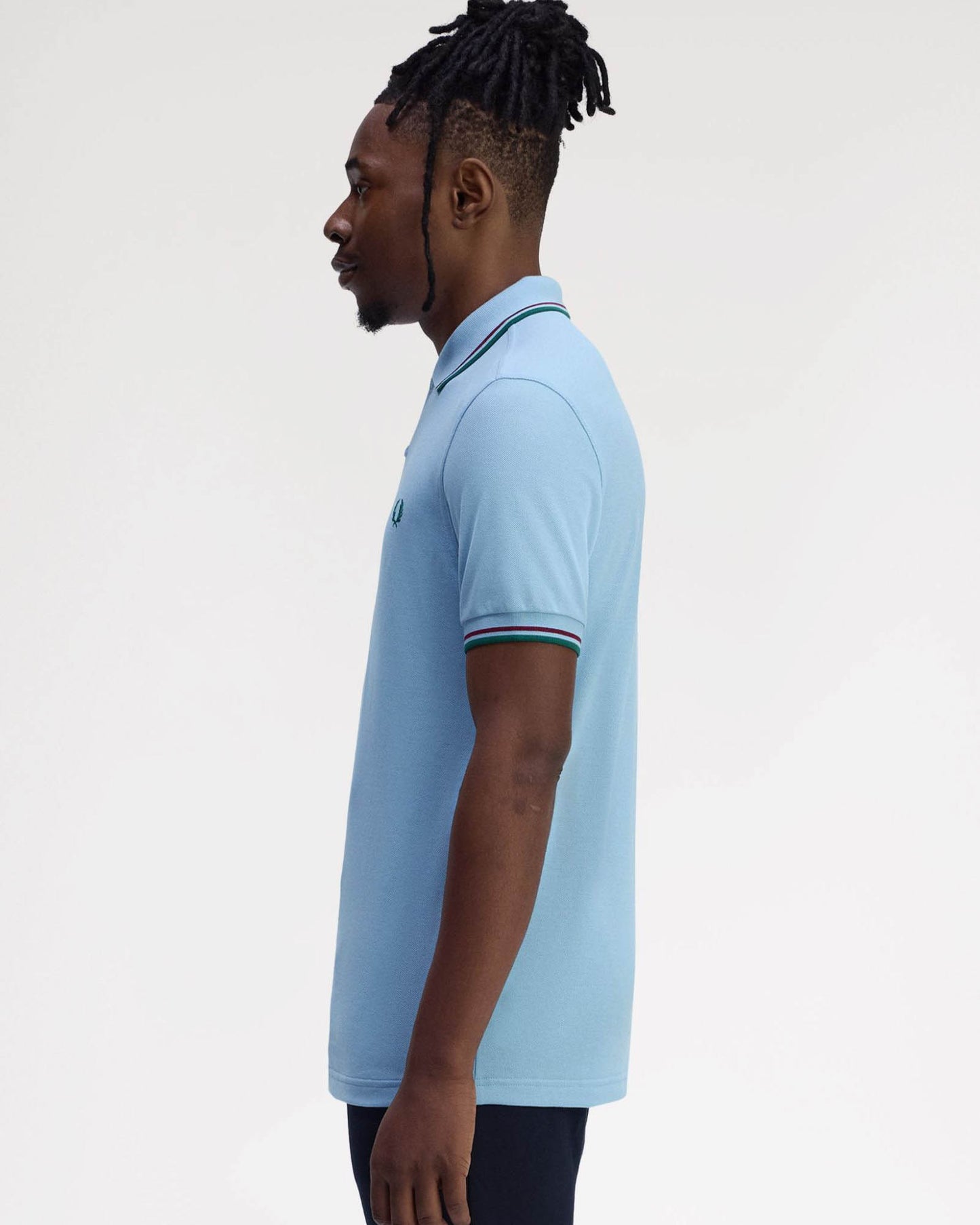 Fred Perry Mens Twin Tipped Signature Polo Shirt - Track Blue/Burnt Red/ Sport Green Z55