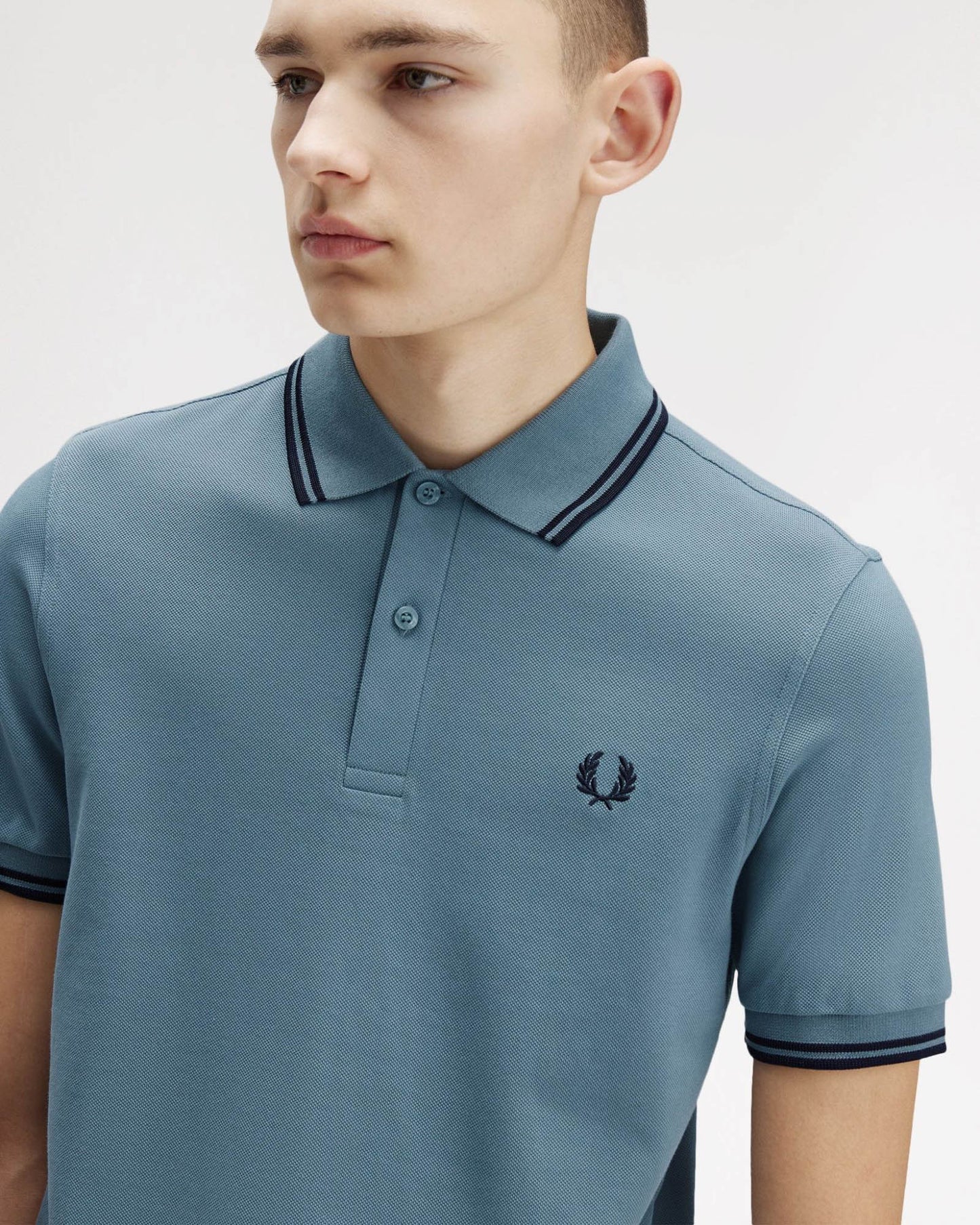 Fred Perry Mens Twin Tipped Signature Polo Shirt - Stockport Blue/Navy/Navy Z56