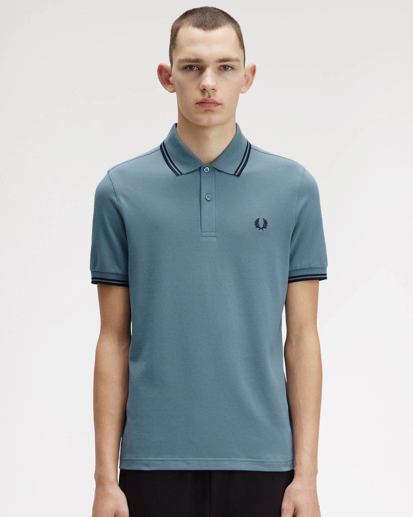 Fred Perry Mens Twin Tipped Signature Polo Shirt - Stockport Blue/Navy/Navy Z56