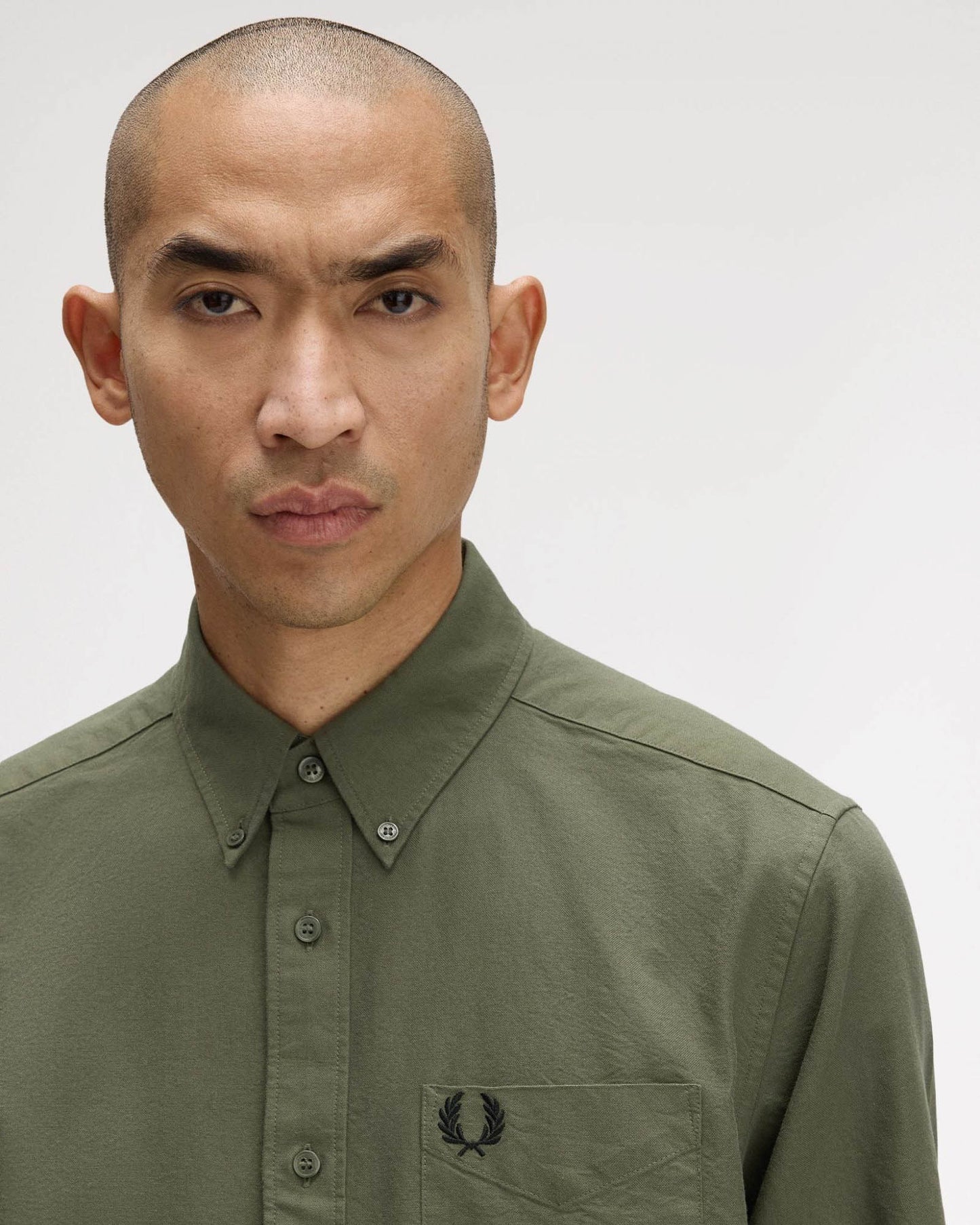 Fred Perry Mens Long Sleeve Oxford Shirt - Laurel Wreath Green X21