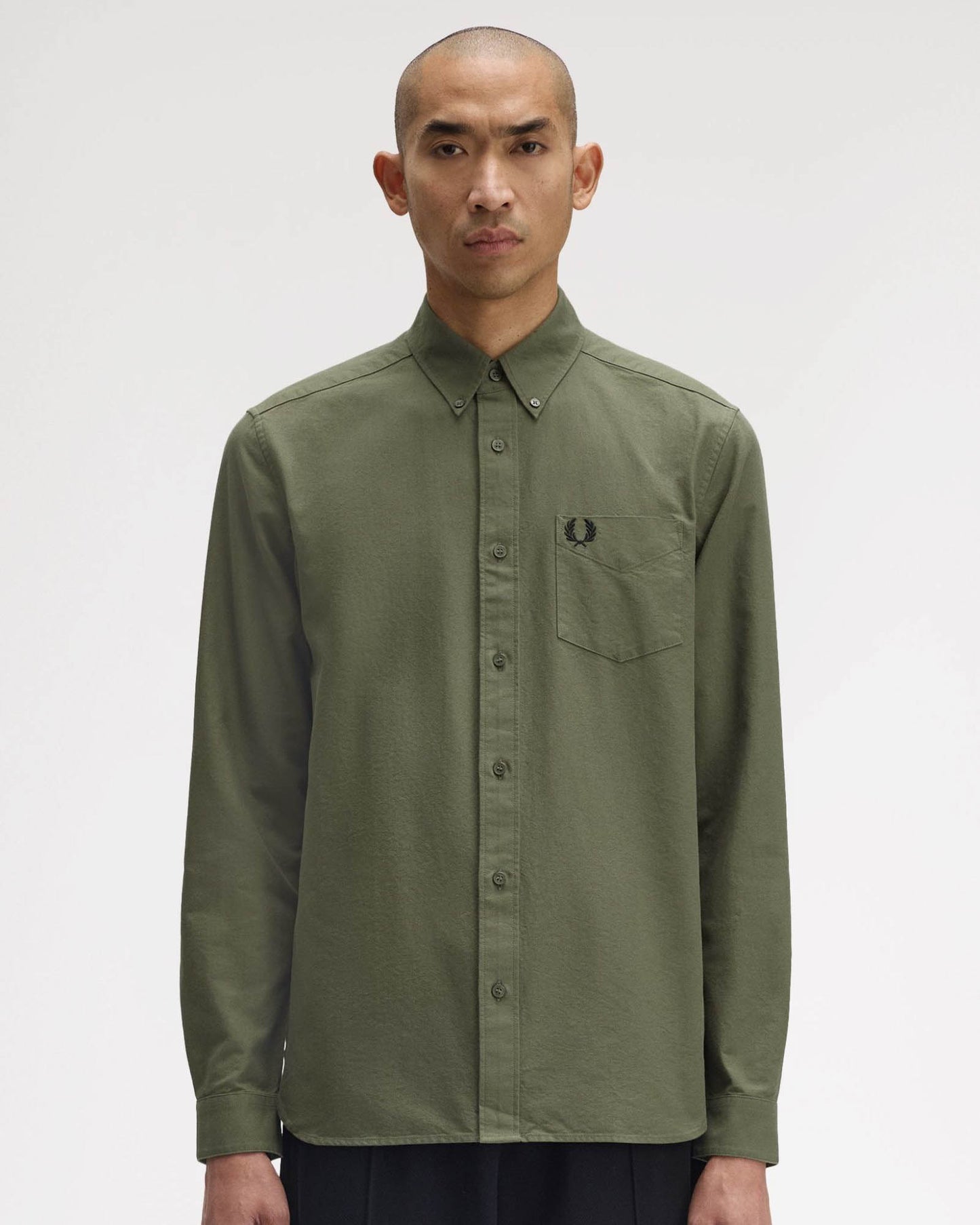 Fred Perry Mens Long Sleeve Oxford Shirt - Laurel Wreath Green X21