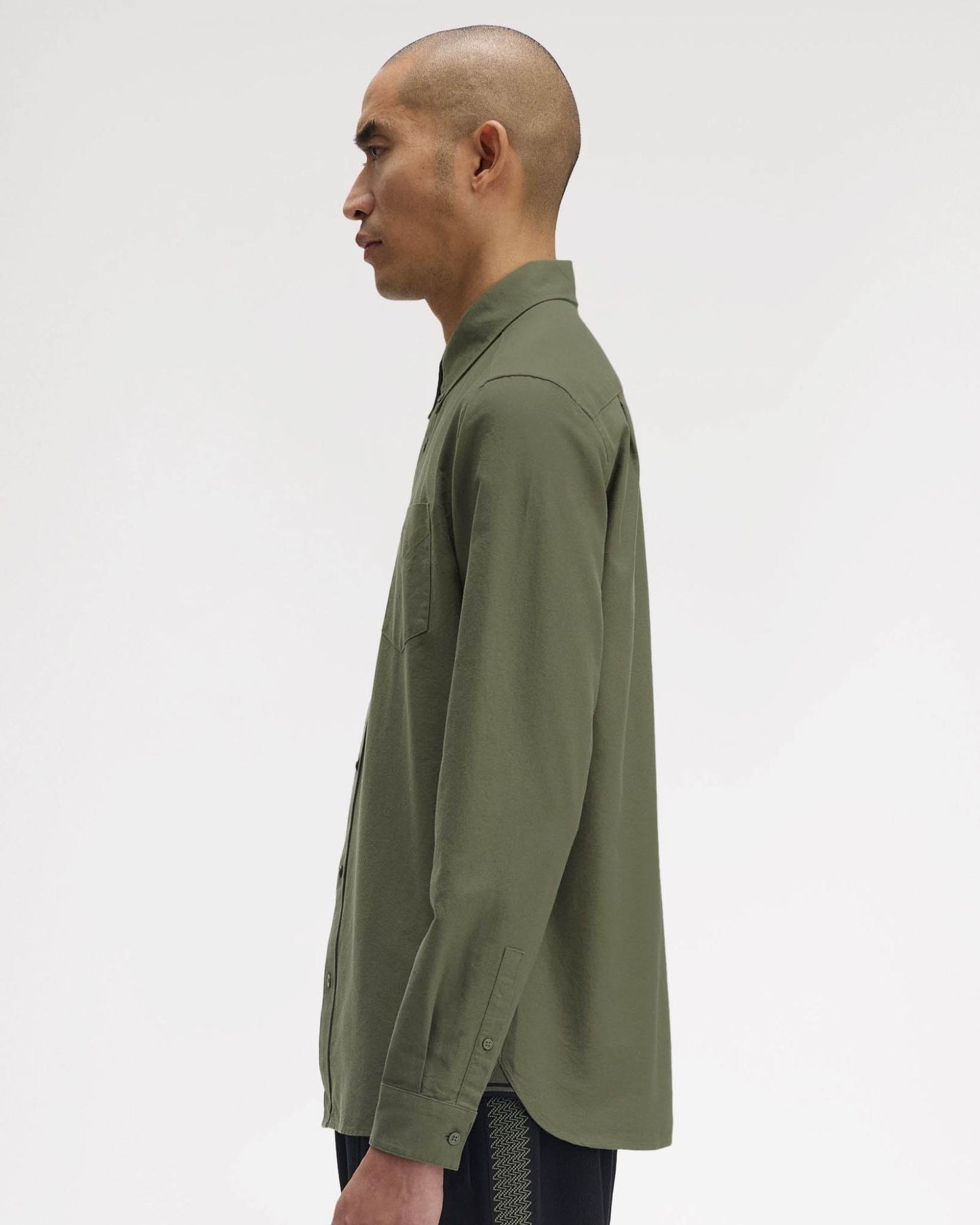 Fred Perry Mens Long Sleeve Oxford Shirt - Laurel Wreath Green X21