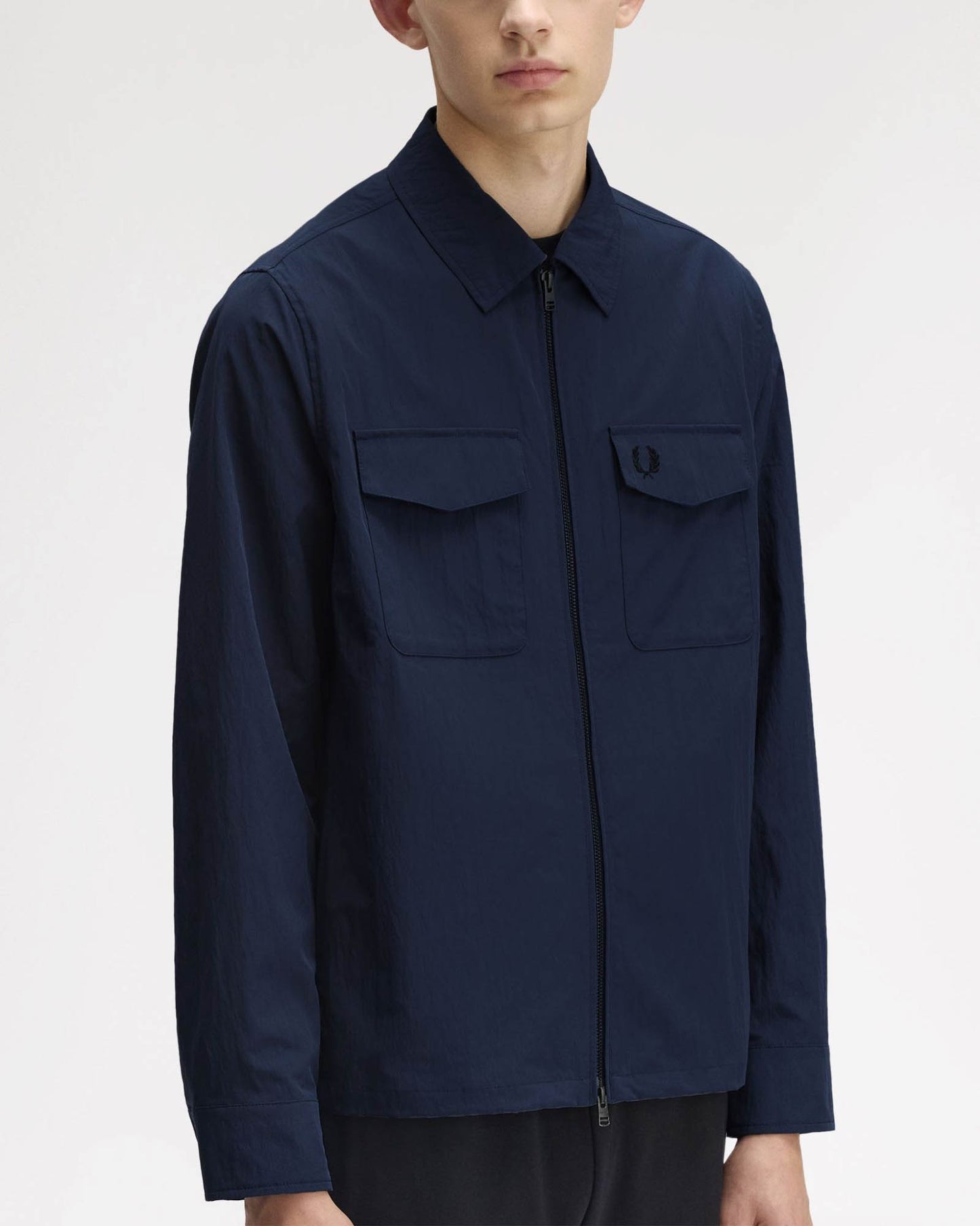 Fred Perry Mens Zip Overshirt - Dark Airforce 738