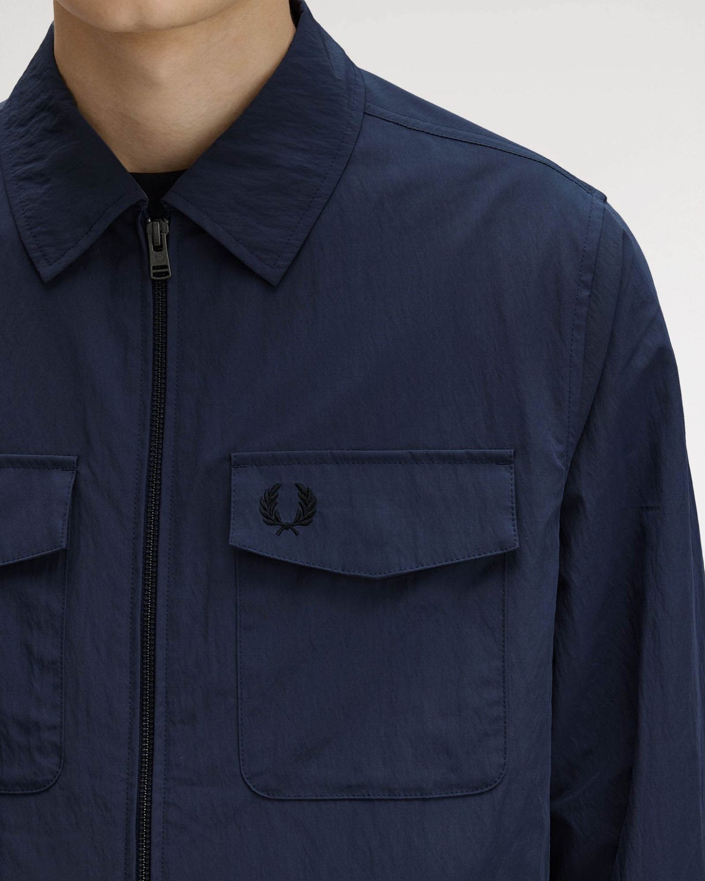 Fred Perry Mens Zip Overshirt - Dark Airforce 738