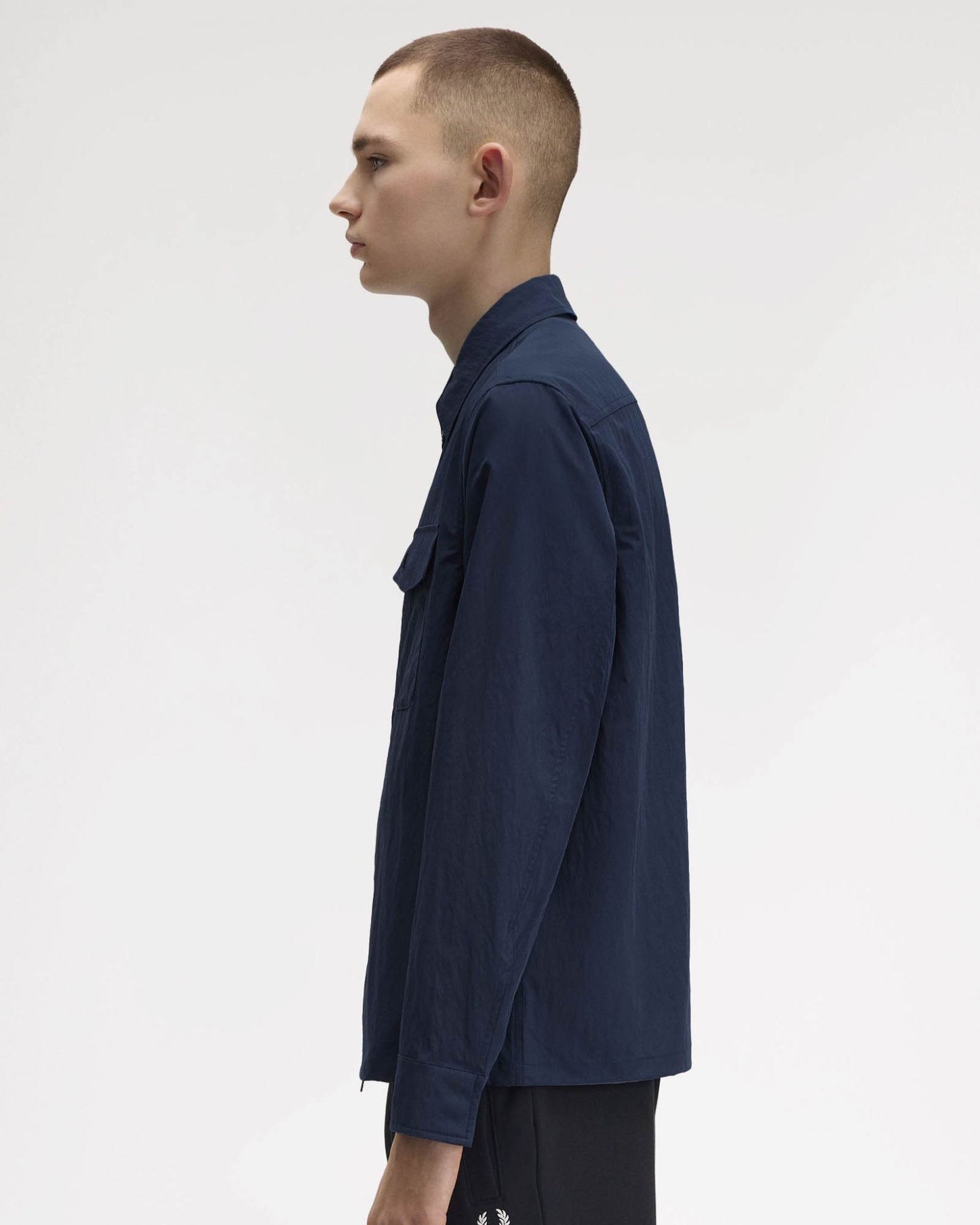Fred Perry Mens Zip Overshirt - Dark Airforce 738