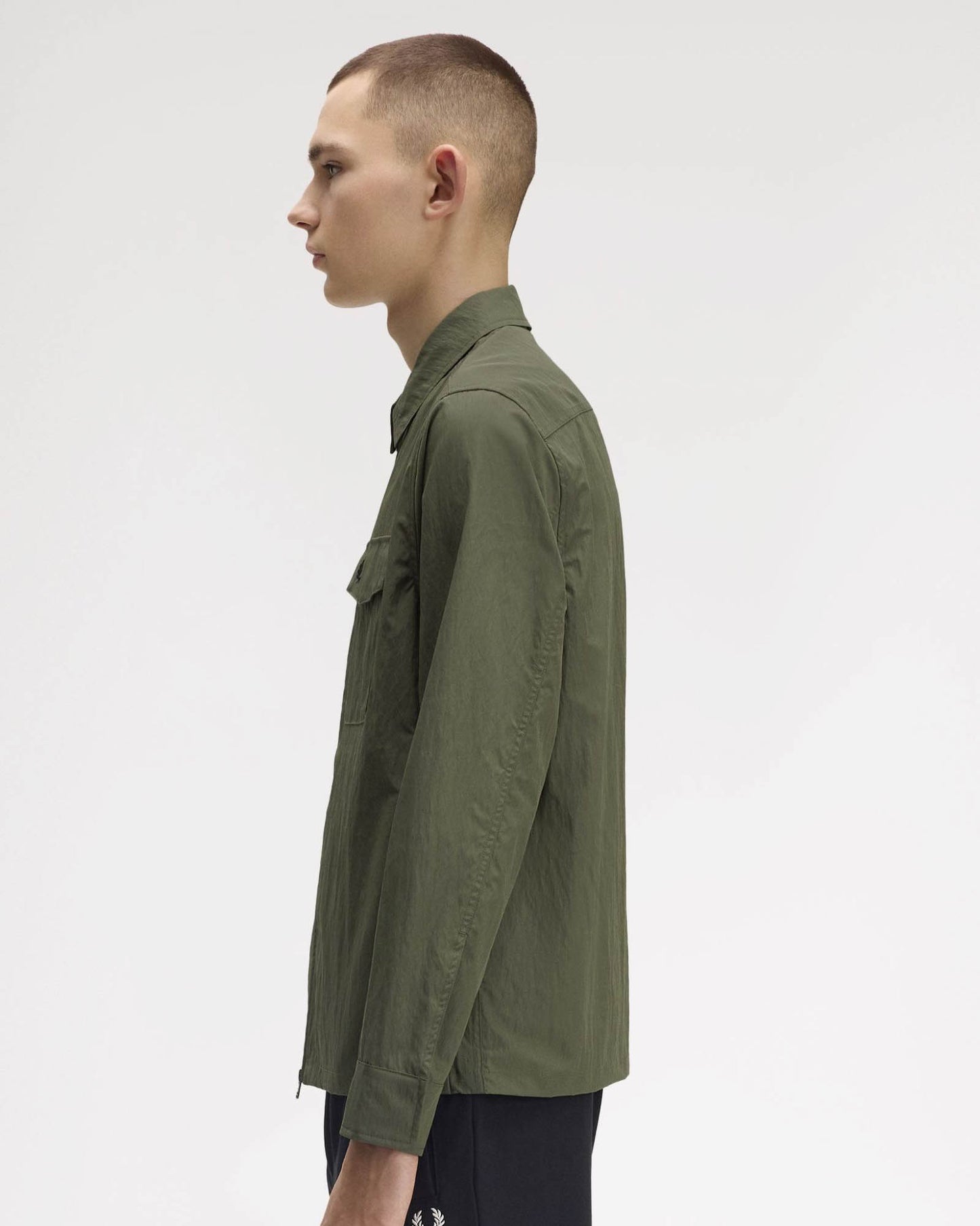 Fred Perry Mens Zip Overshirt - Laurel Wreath Green X21