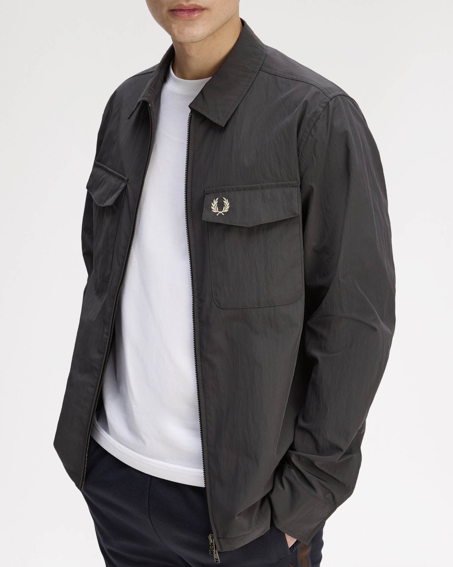 Fred Perry Mens Zip Overshirt - Anchor Grey Y93