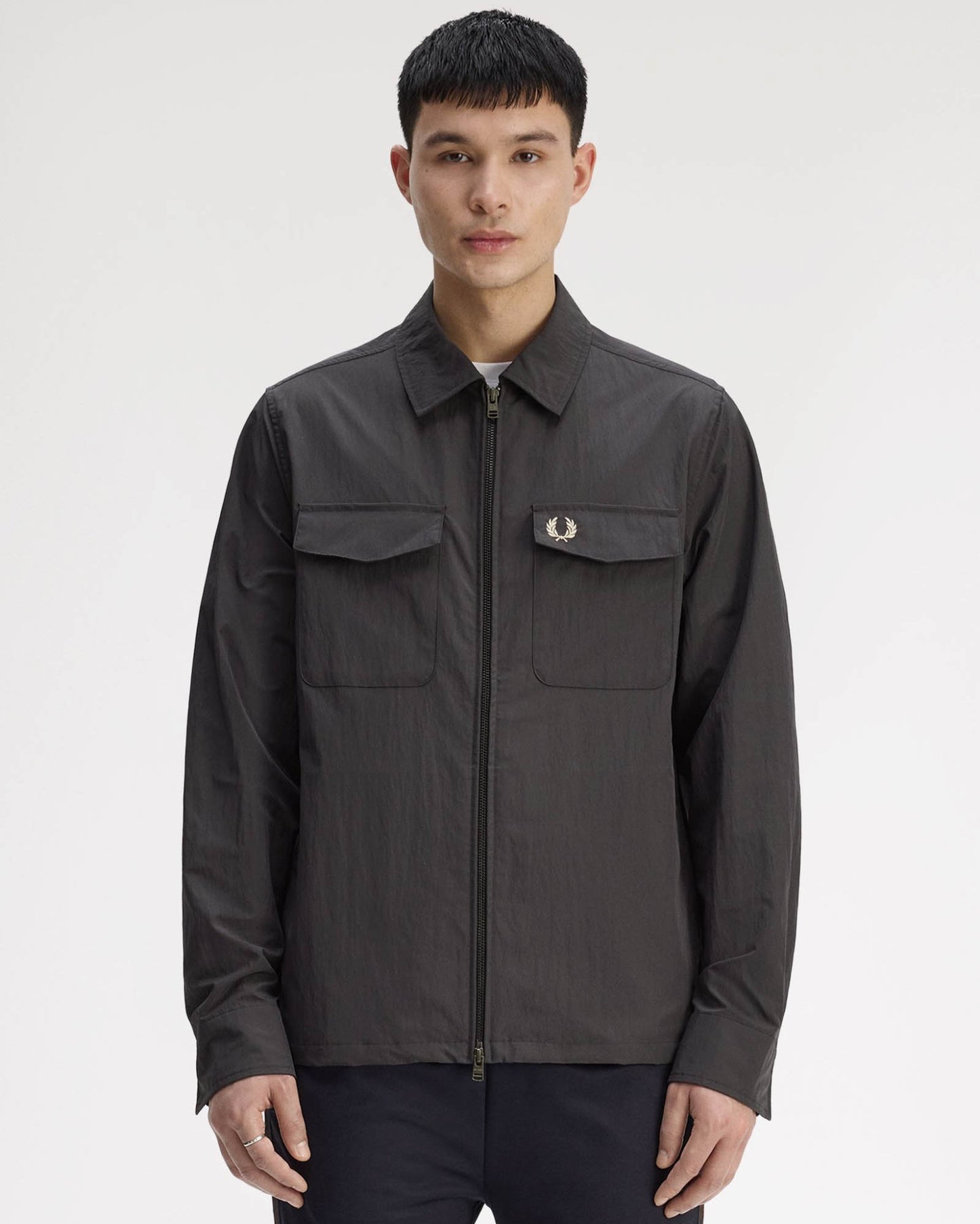 Fred Perry Mens Zip Overshirt - Anchor Grey Y93
