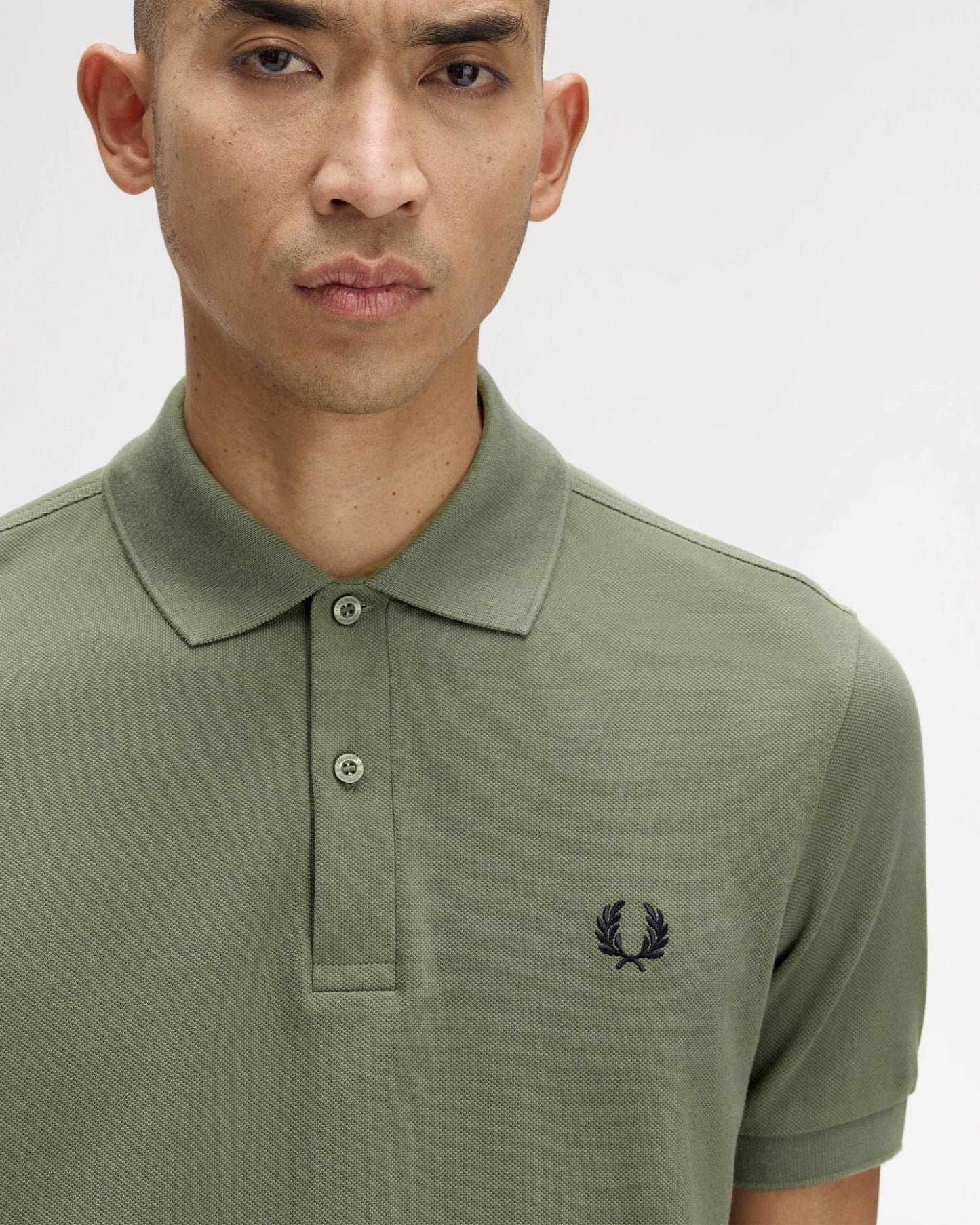 Fred Perry Mens Plain Signature Polo Shirt - Laurel Wreath Green/Black/Black Z50