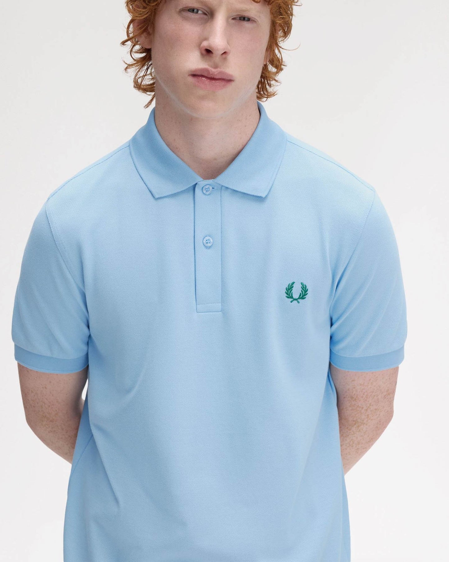 Fred Perry Mens Plain Signature Polo Shirt - Track Blue/Sport Green Z64