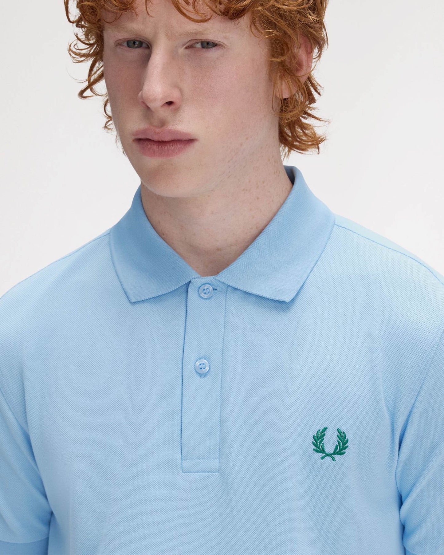 Fred Perry Mens Plain Signature Polo Shirt - Track Blue/Sport Green Z64