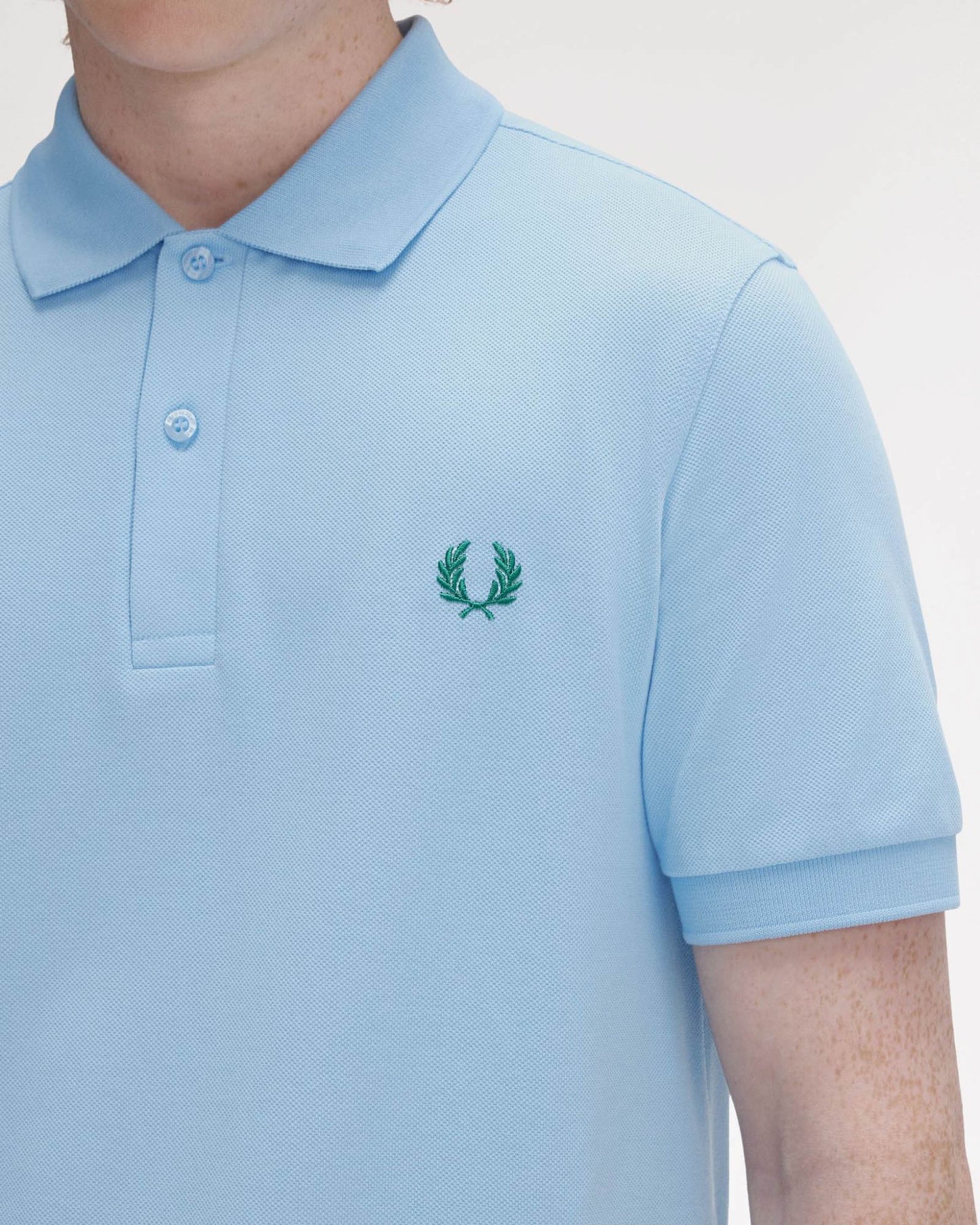 Fred Perry Mens Plain Signature Polo Shirt - Track Blue/Sport Green Z64