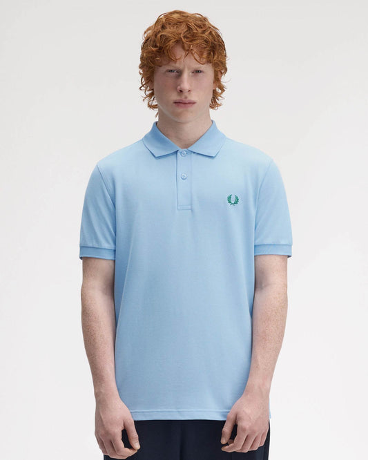 Fred Perry Mens Plain Signature Polo Shirt - Track Blue/Sport Green Z64