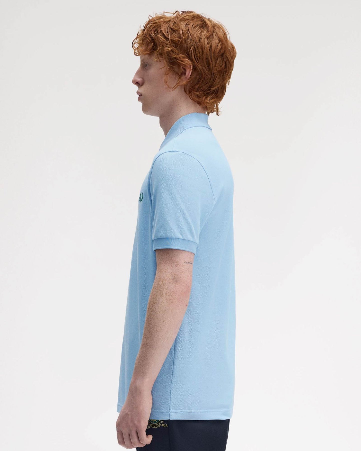 Fred Perry Mens Plain Signature Polo Shirt - Track Blue/Sport Green Z64