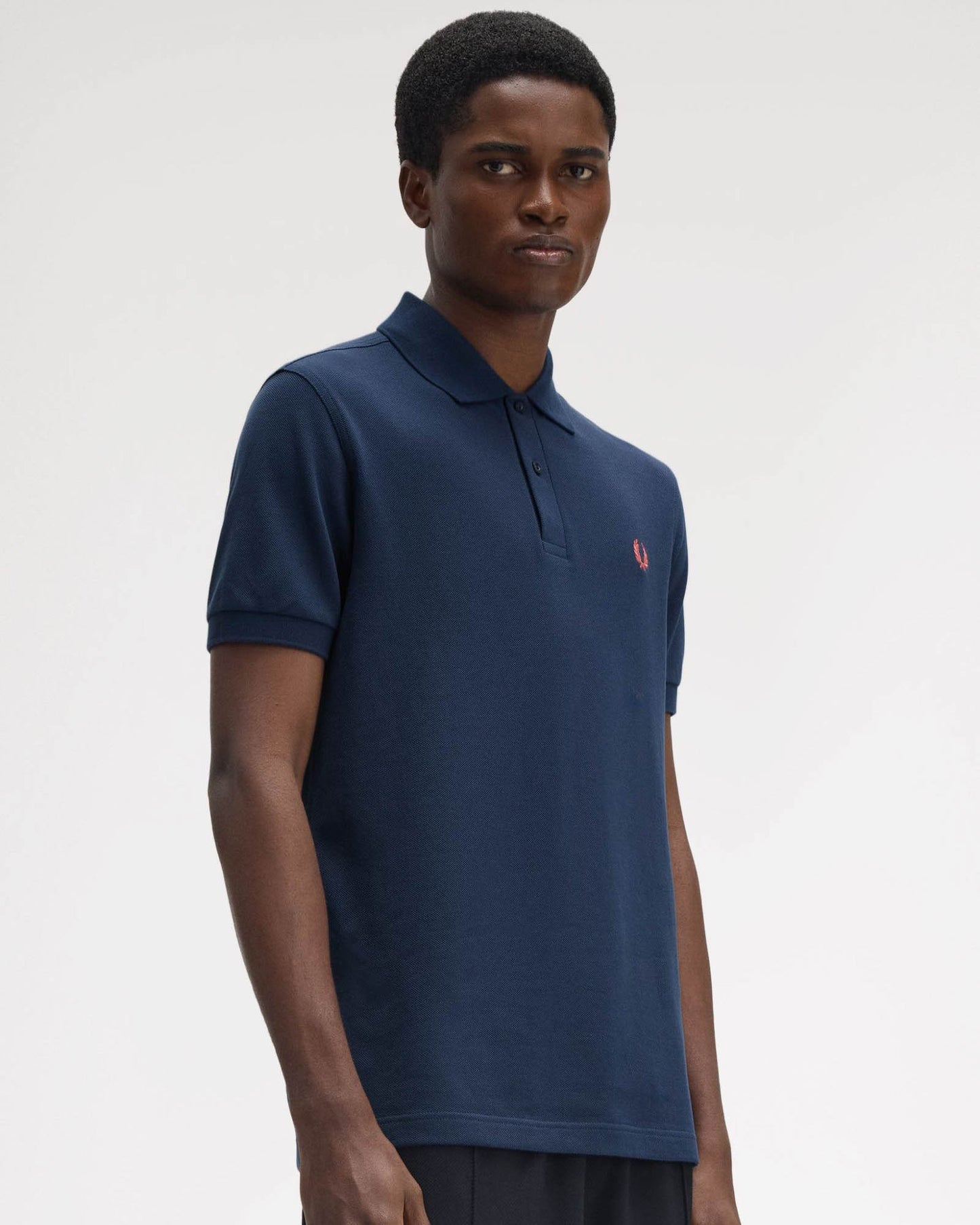 Fred Perry Mens Plain Signature Polo Shirt - Tennis Blue/Flamingo Tan Z66