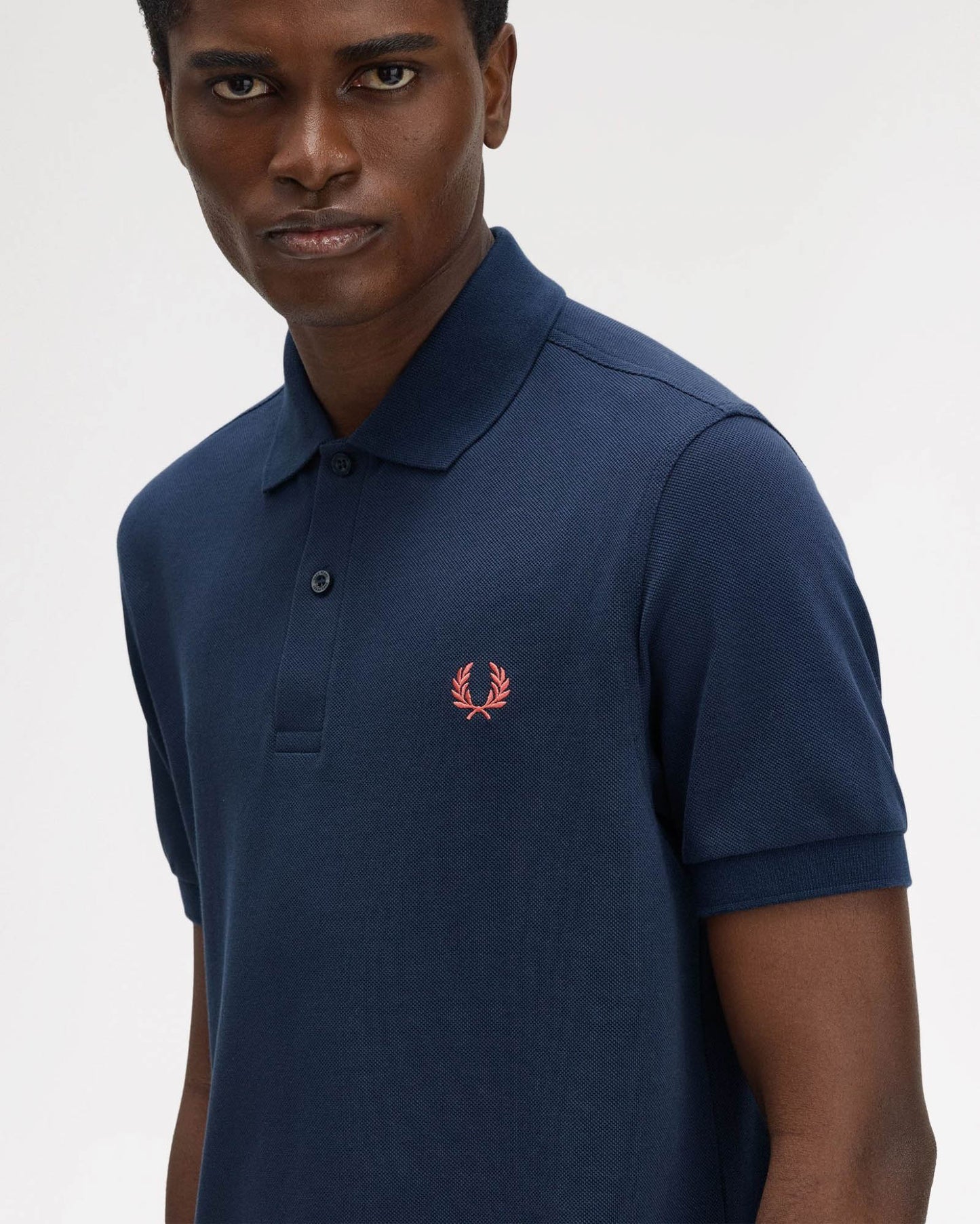 Fred Perry Mens Plain Signature Polo Shirt - Tennis Blue/Flamingo Tan Z66
