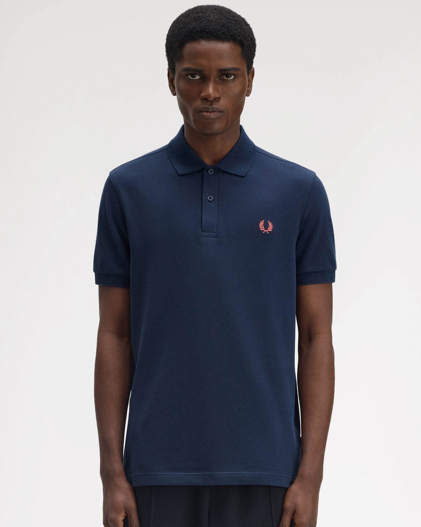 Fred Perry Mens Plain Signature Polo Shirt - Tennis Blue/Flamingo Tan Z66