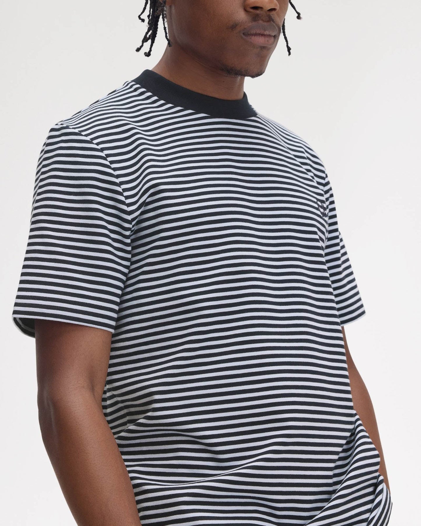 Fred Perry Mens Fine Stripe Heavyweight T-Shirt - Navy 608