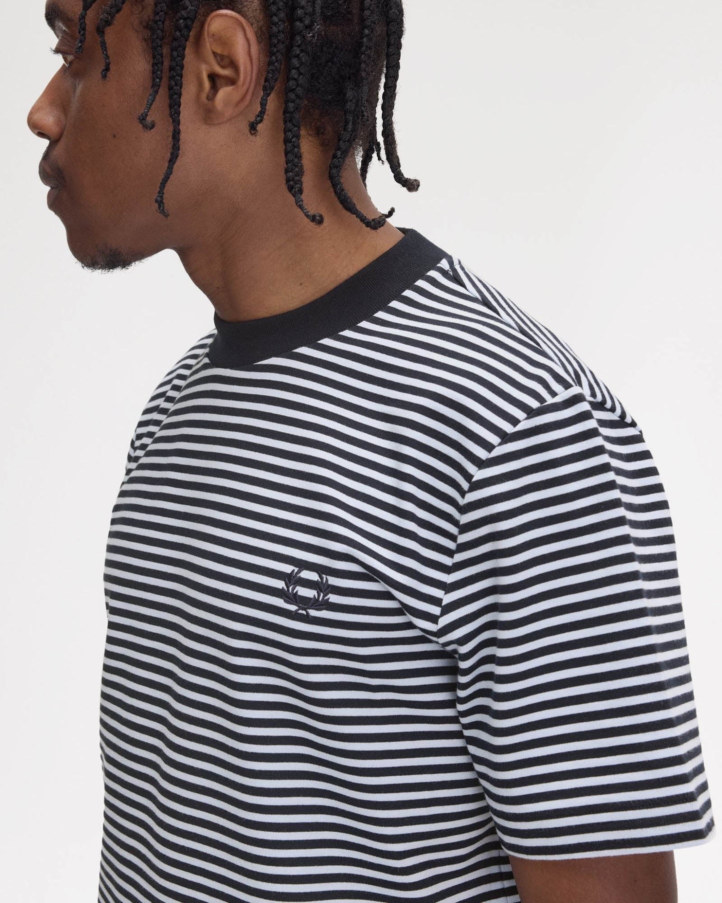 Fred Perry Mens Fine Stripe Heavyweight T-Shirt - Navy 608