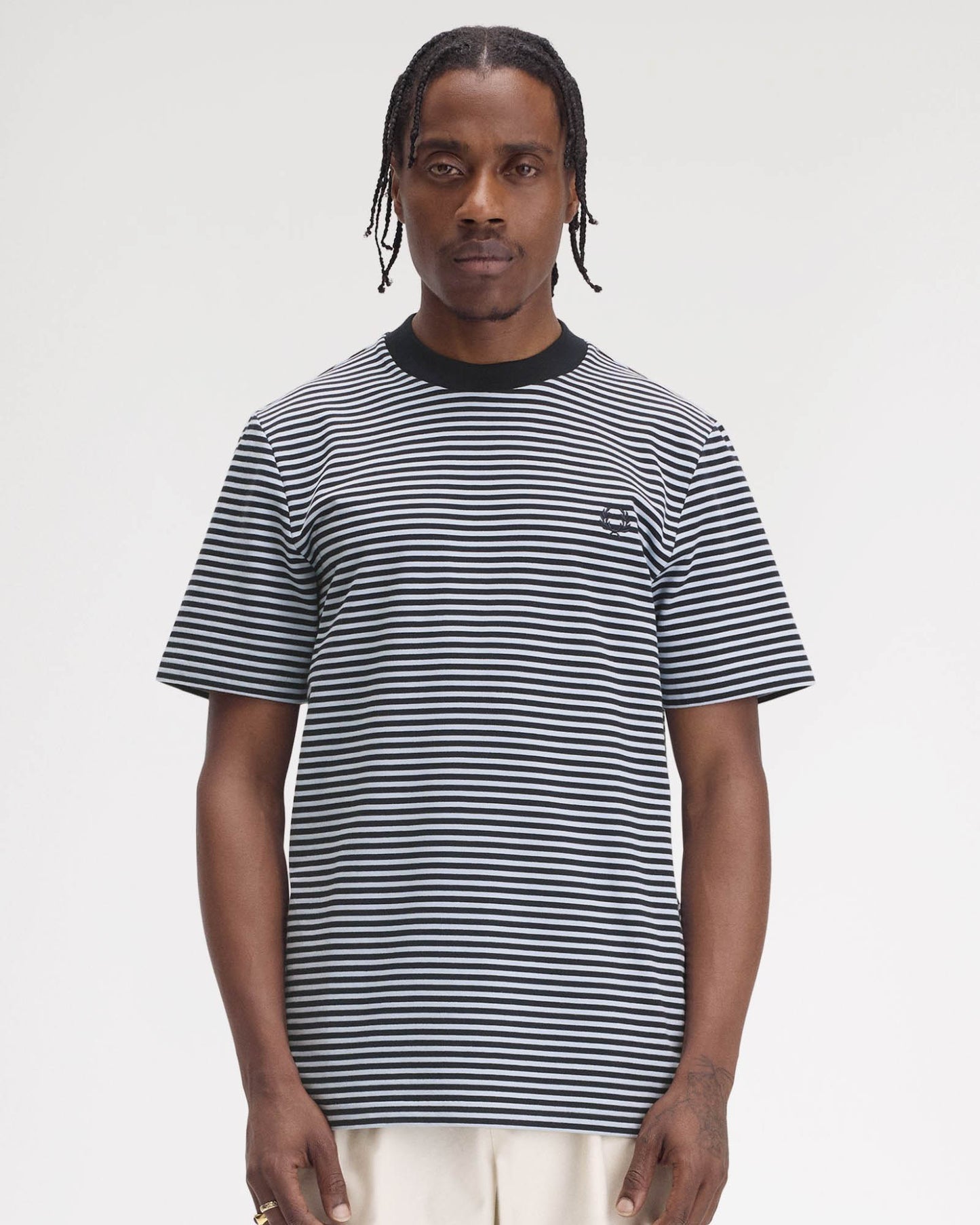 Fred Perry Mens Fine Stripe Heavyweight T-Shirt - Navy 608