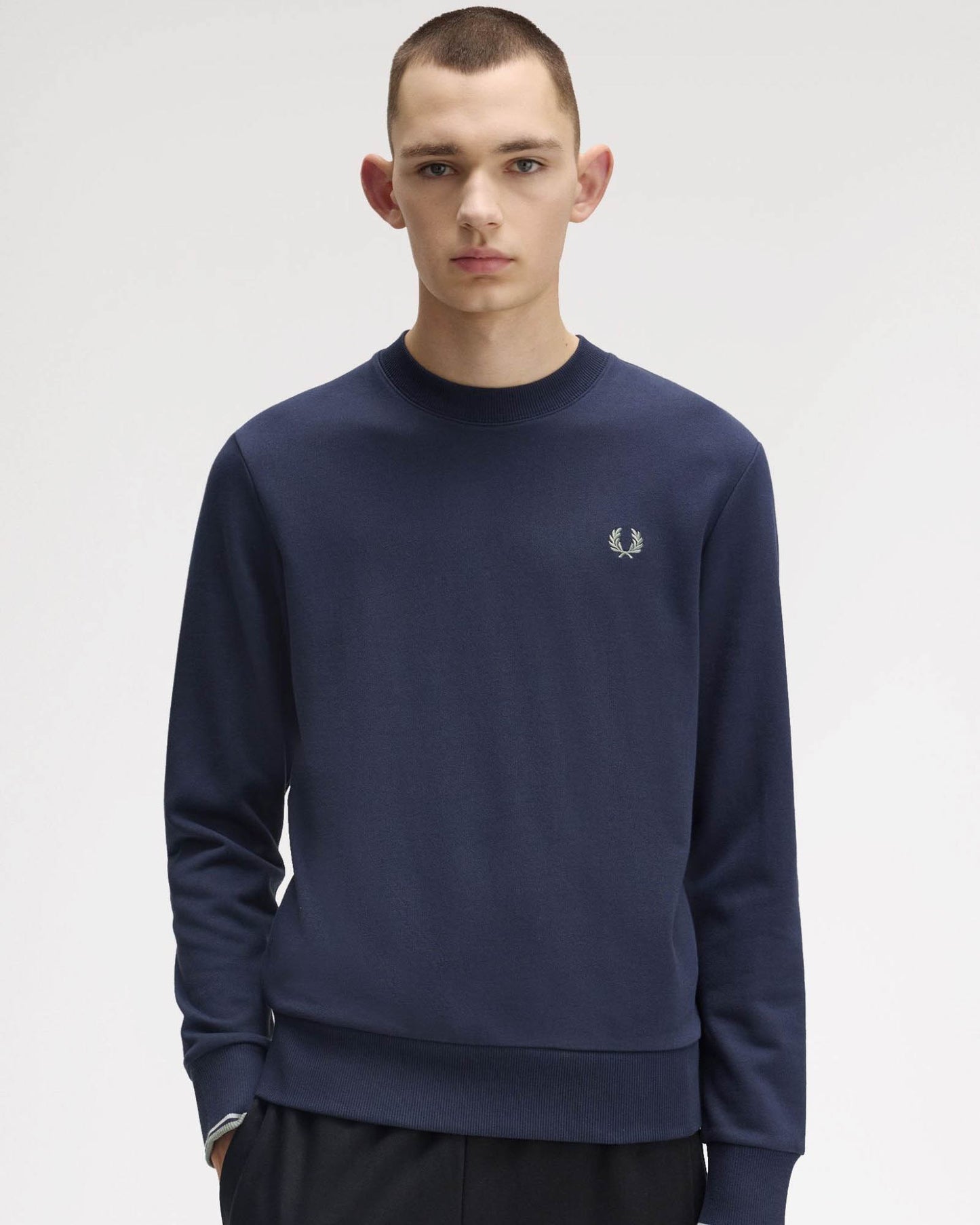 Fred Perry Mens Crew Neck Sweatshirt - Dark Airforce/Light Ice/Bayleaf Z47