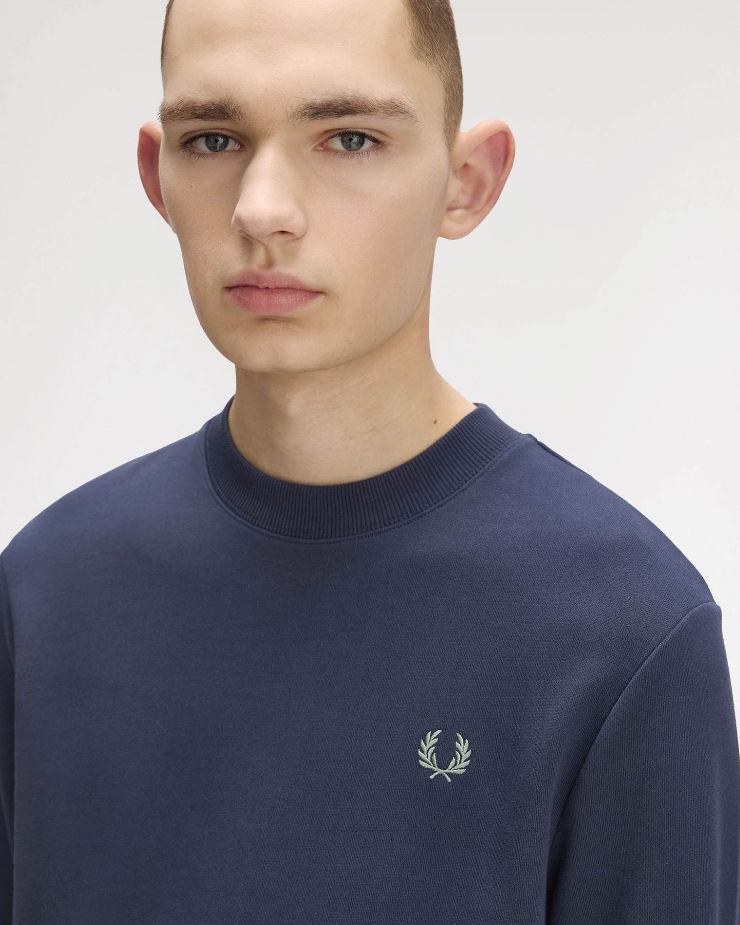 Fred Perry Mens Crew Neck Sweatshirt - Dark Airforce/Light Ice/Bayleaf Z47
