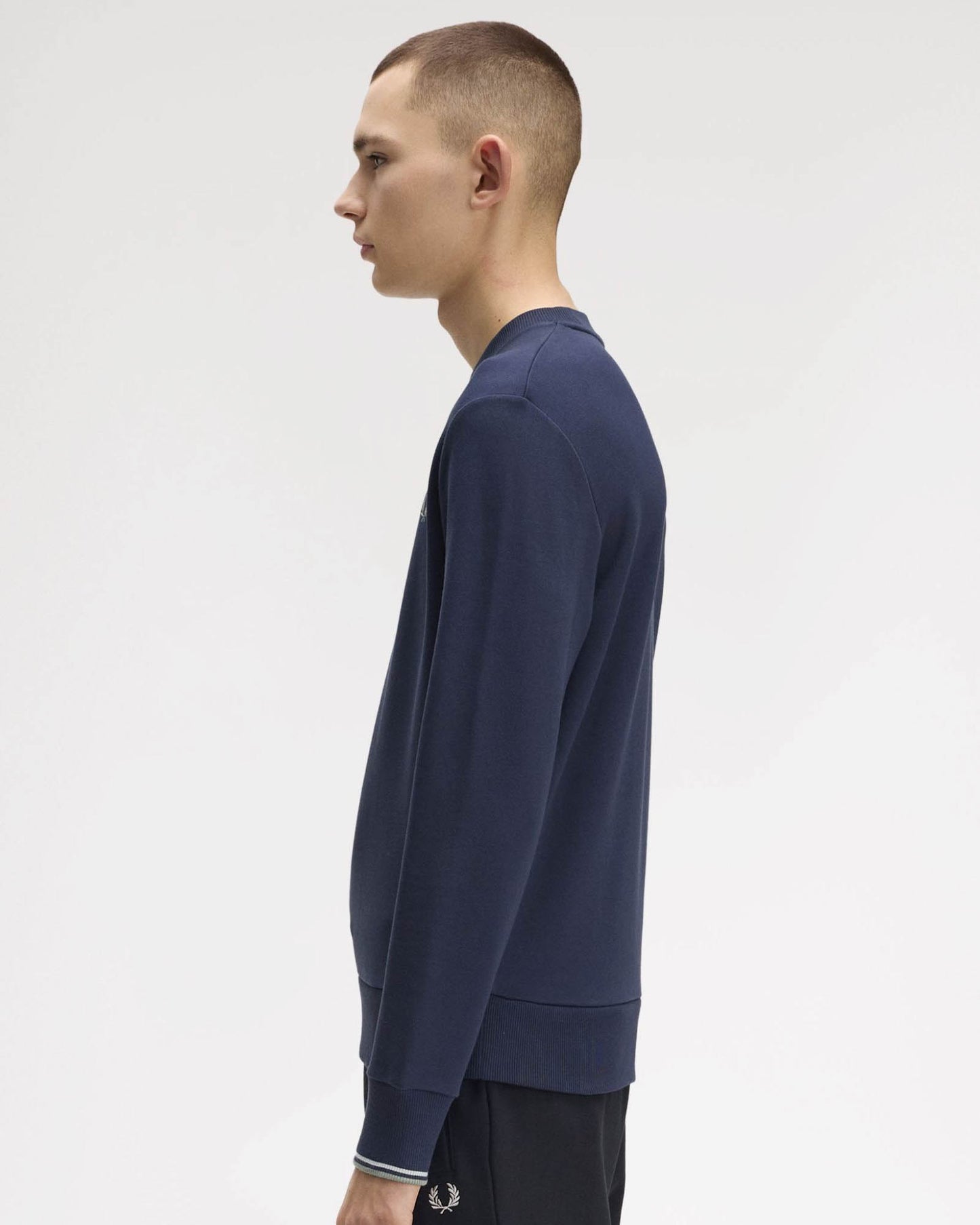 Fred Perry Mens Crew Neck Sweatshirt - Dark Airforce/Light Ice/Bayleaf Z47