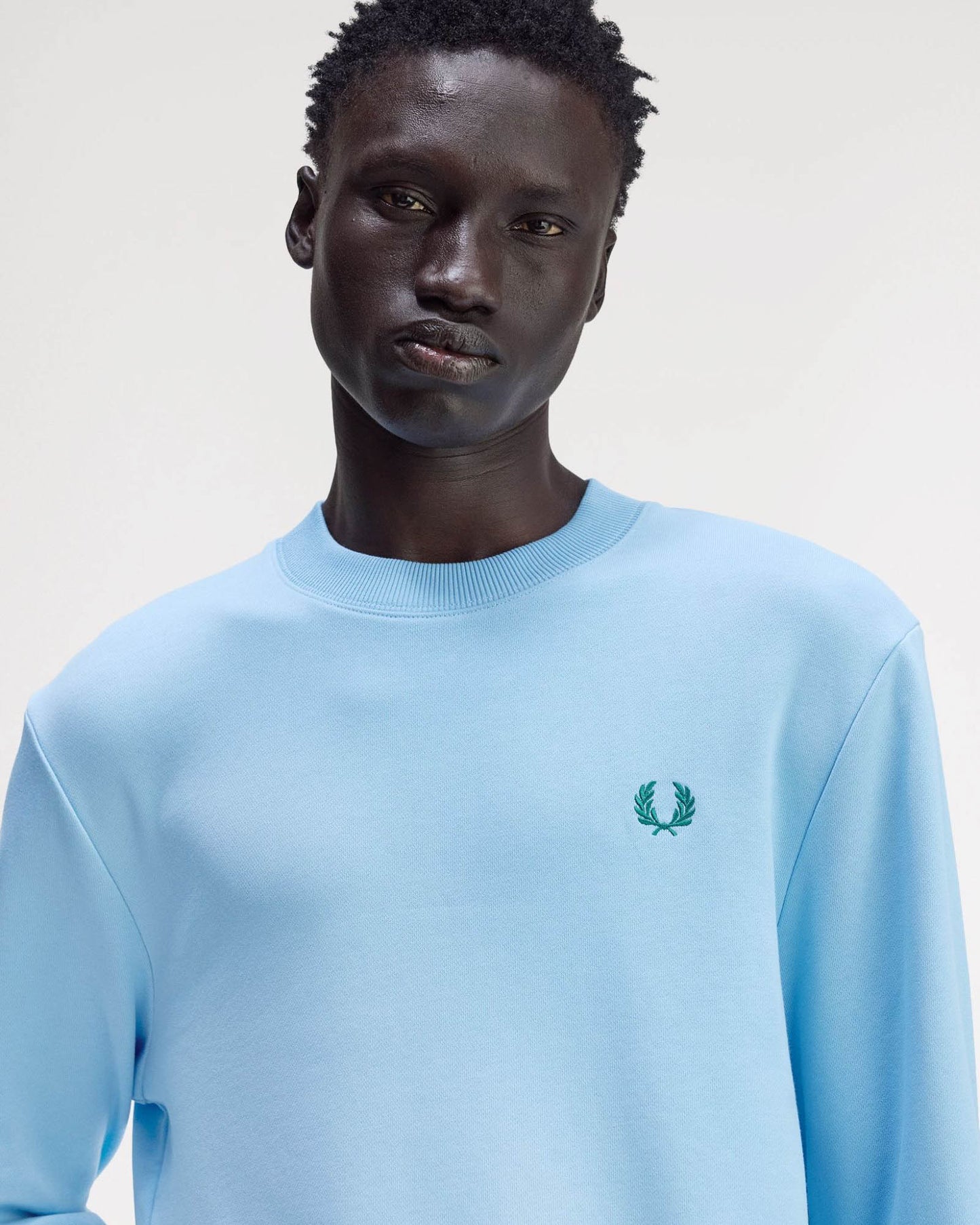 Fred Perry Mens Crew Neck Sweatshirt - Track Blue/Burnt Red/ Sport Green Z55