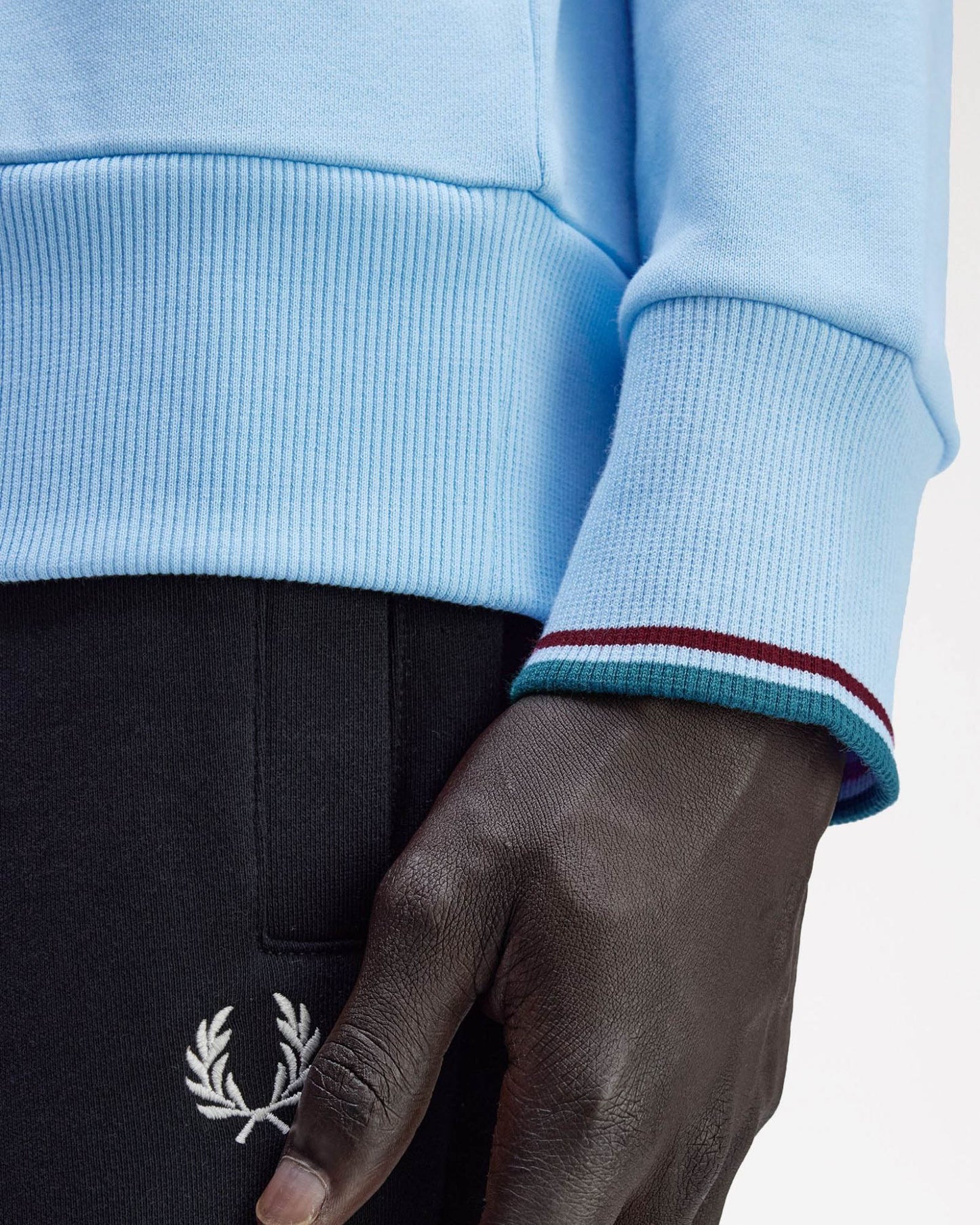 Fred Perry Mens Crew Neck Sweatshirt - Track Blue/Burnt Red/ Sport Green Z55