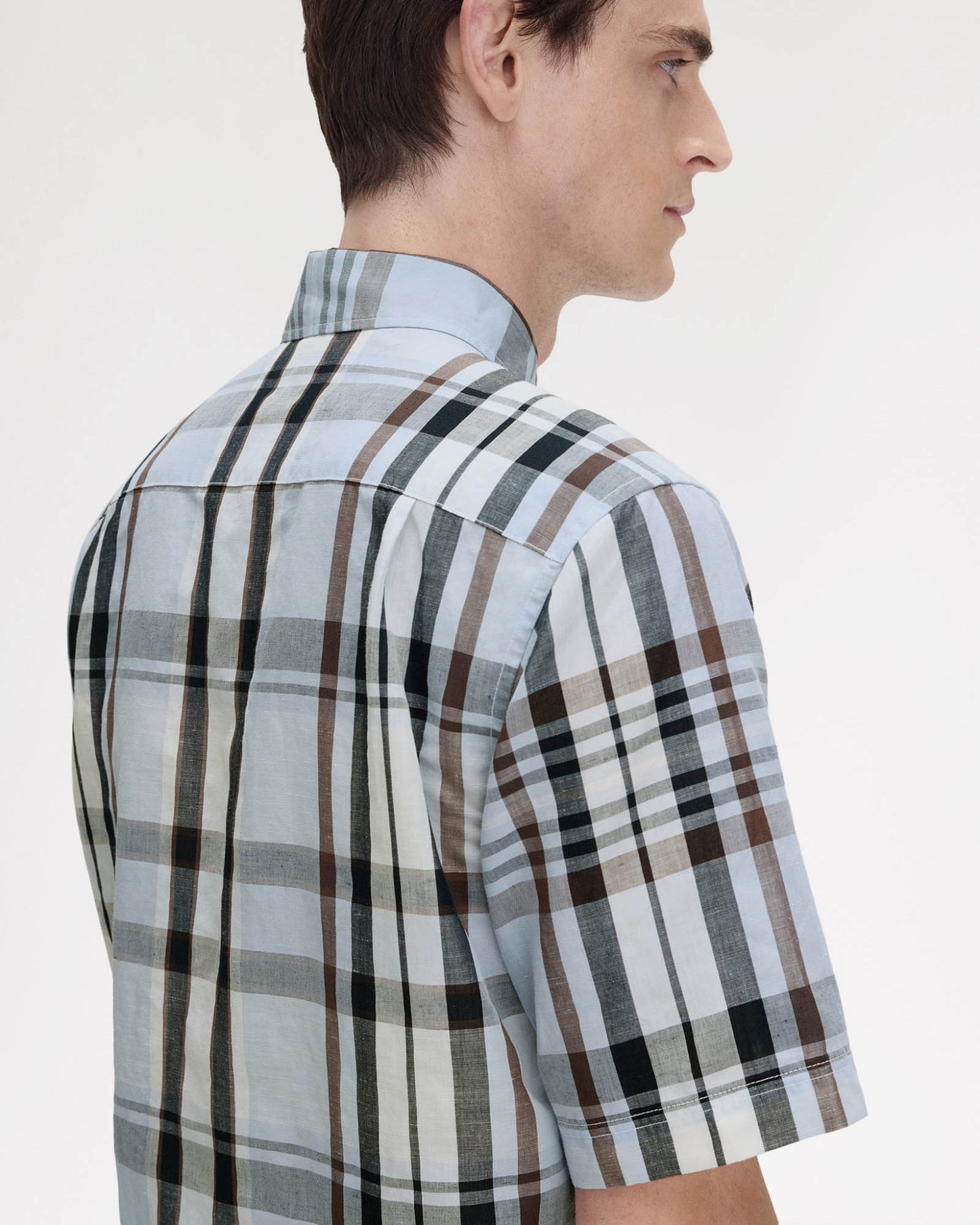 Fred Perry Mens Short Sleeve Madras Check Shirt Light Smoke 353