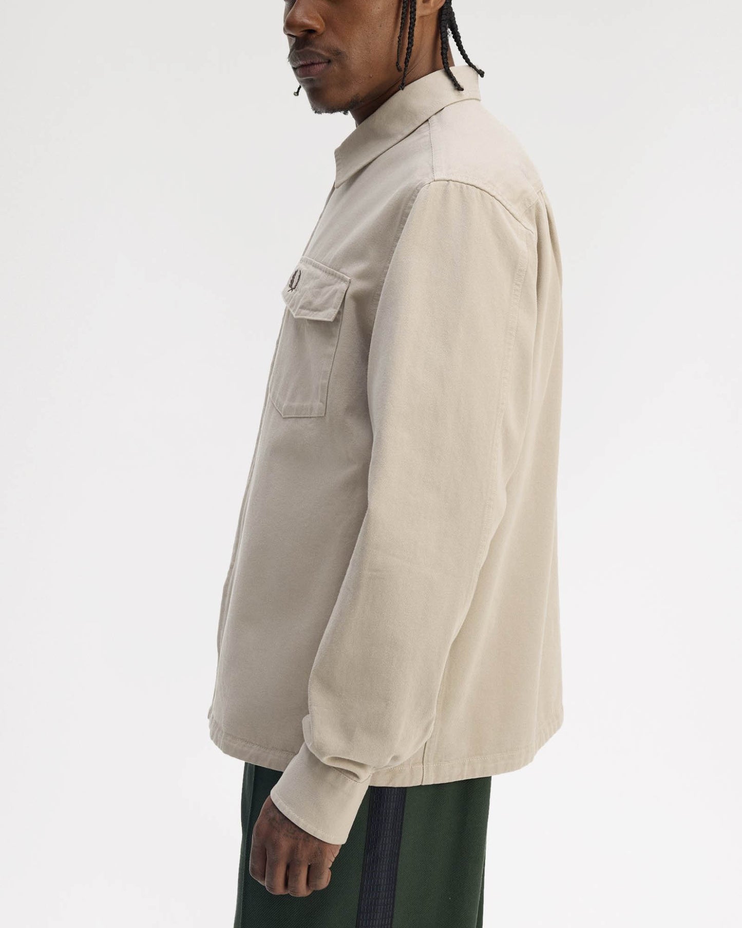 Fred Perry Mens Twill Zip Through Overshirt - Warm Oat Z19