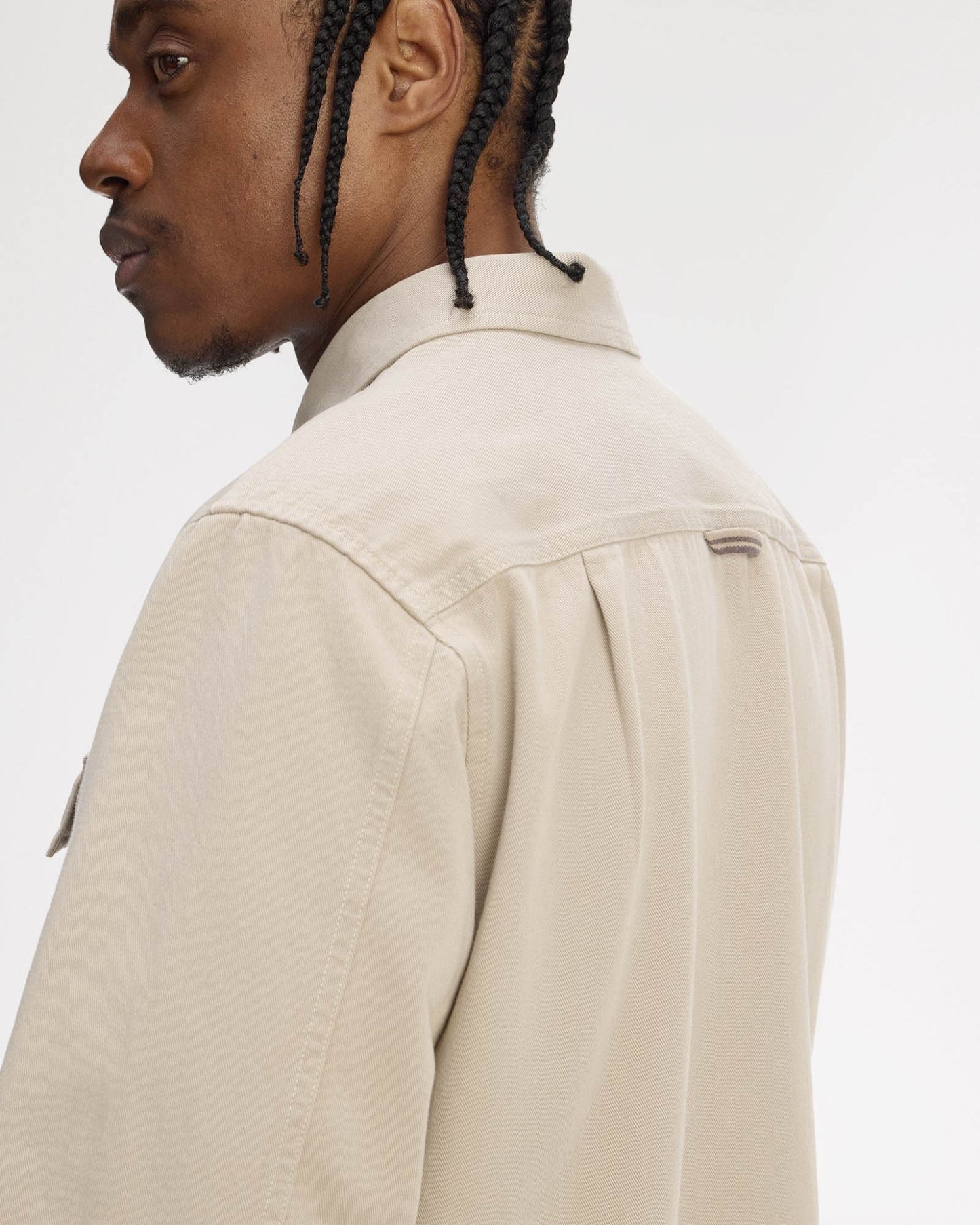 Fred Perry Mens Twill Zip Through Overshirt - Warm Oat Z19