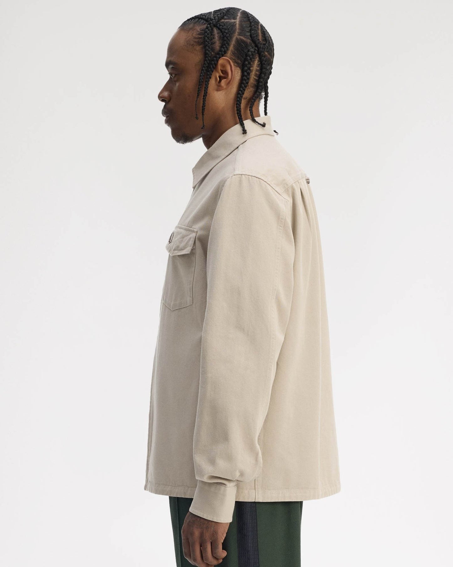 Fred Perry Mens Twill Zip Through Overshirt - Warm Oat Z19