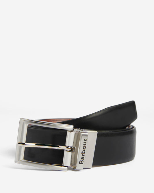 Barbour Fife Mens Reversible Leather Belt - Black/Chestnut Brown