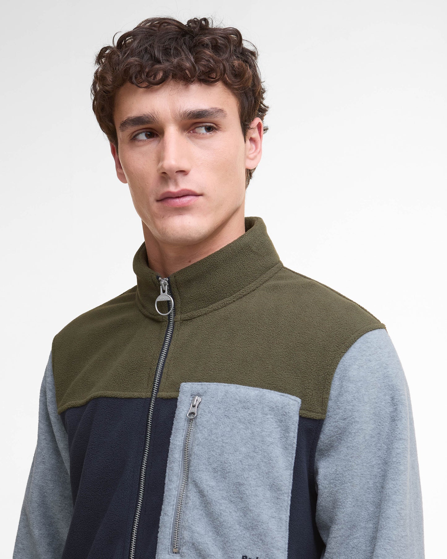 Barbour Mens Full Zip Colour Block Fleece - Navy