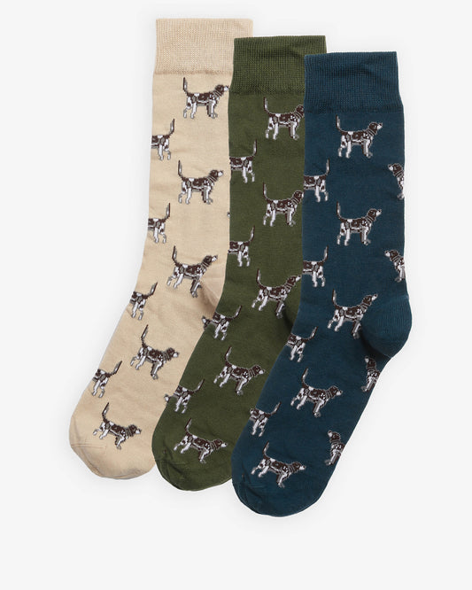 Barbour 3-Pack Mens Pointer Dog Socks - Forest Mist