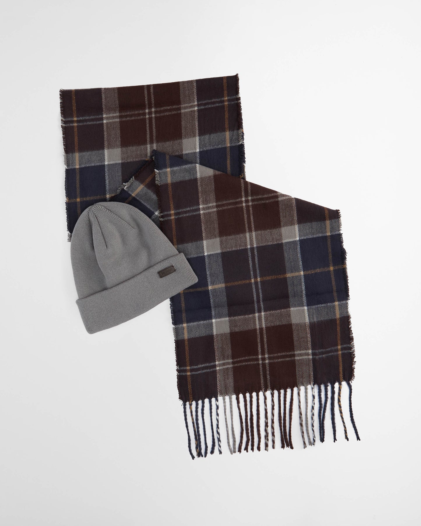 Barbour Mens Swinton Beanie & Galingale Scarf Gift Set - Midnight Oak