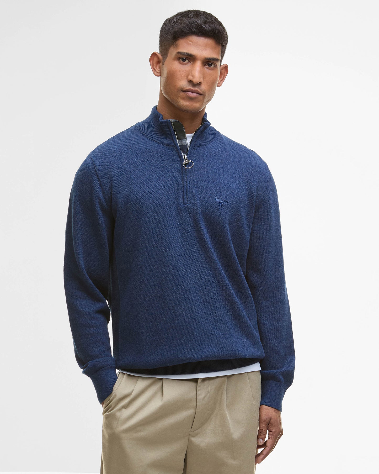 Barbour Cotton Mens Half Zip Jumper - Inky Marl