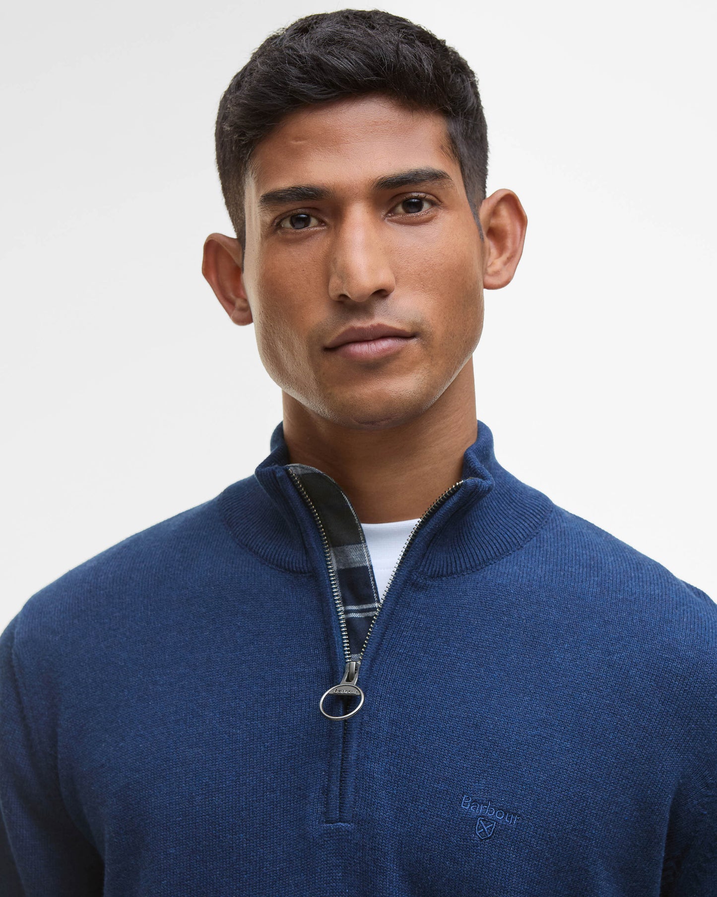 Barbour Cotton Mens Half Zip Jumper - Inky Marl