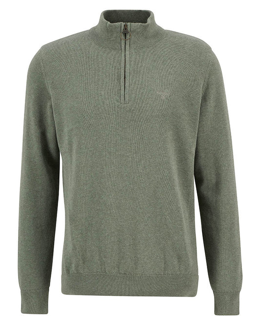 Barbour Cotton Mens Half Zip Jumper - Thyme