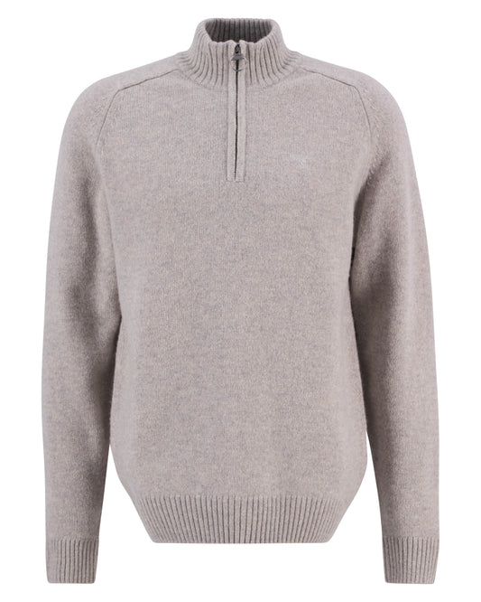 Barbour Grangetown Mens Half Zip Knitted Jumper - Light Grey