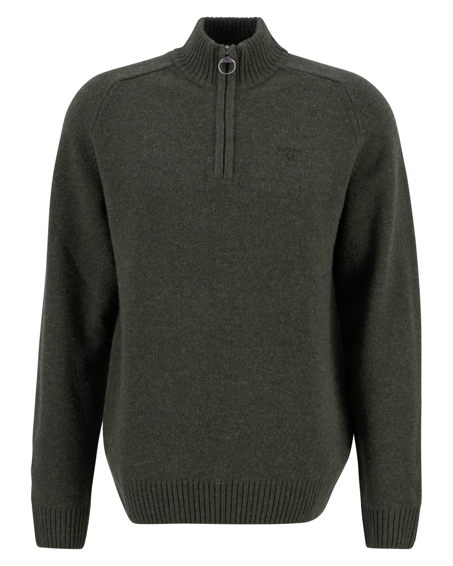 Barbour Grangetown Mens Half Zip Knitted Jumper - Mid Olive