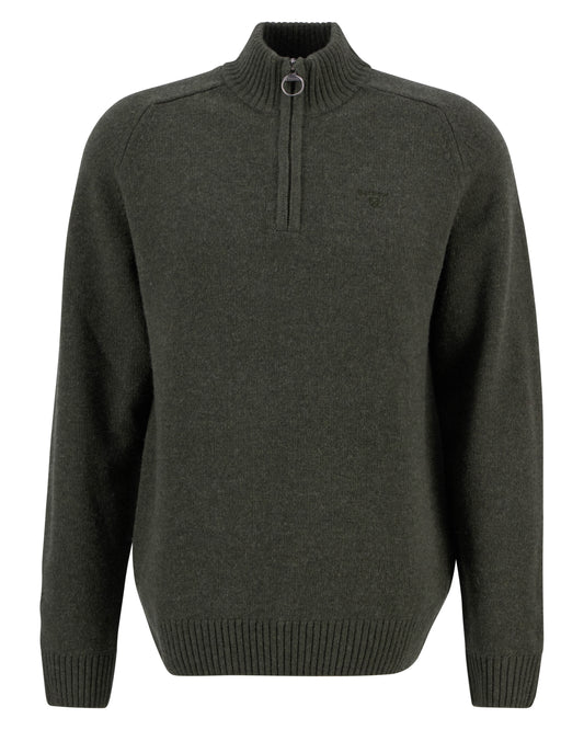 Barbour Grangetown Mens Half Zip Knitted Jumper - Mid Olive